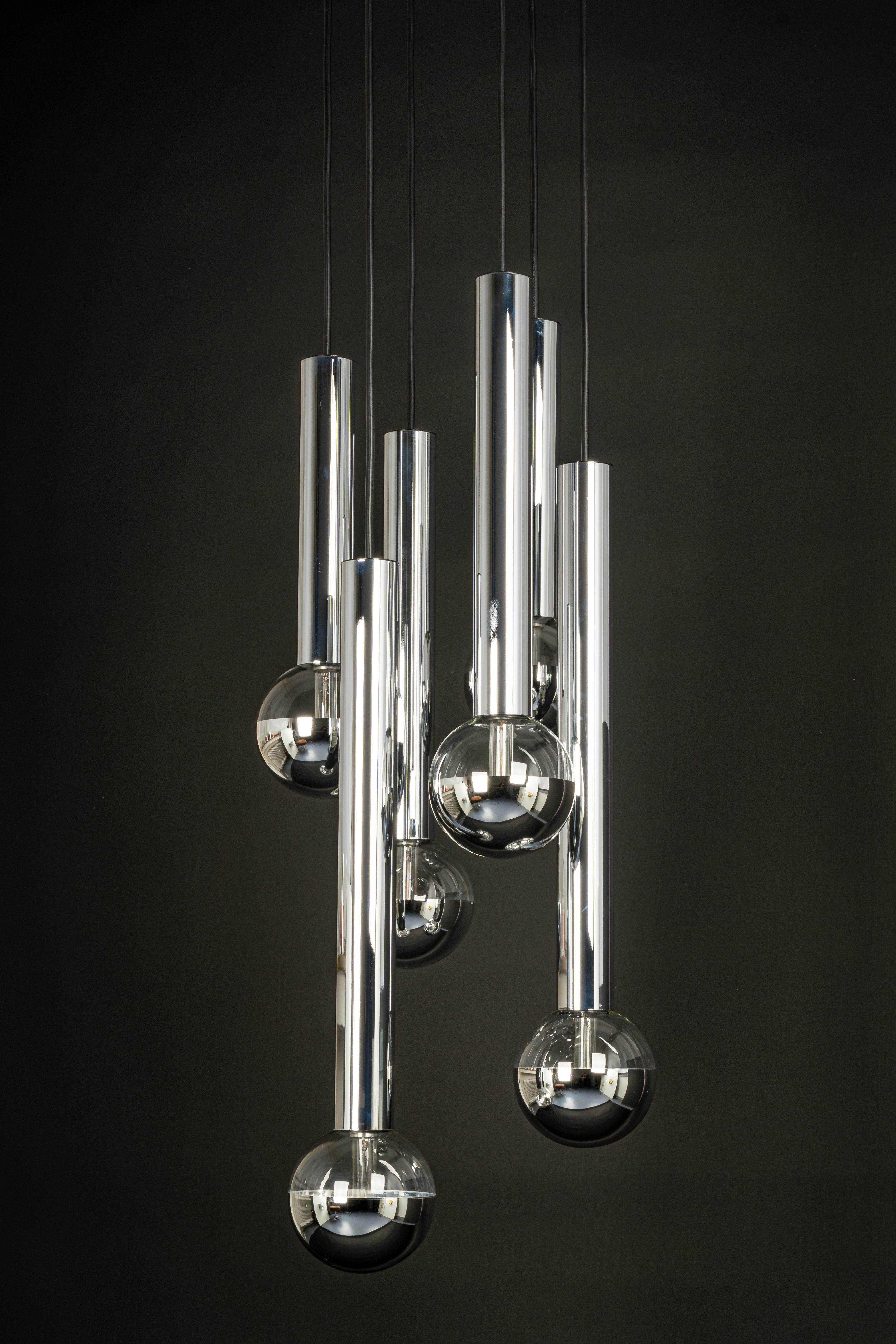 1 of 2 Large Designer Cascading Chandelier for Staff Leuchten, Germany, 1970s For Sale 5