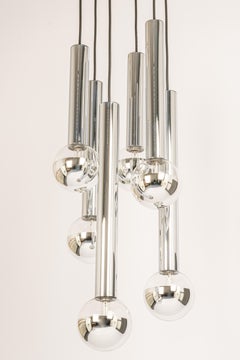 1 of 2 Large Designer Cascading Chandelier for Staff Leuchten, Germany, 1970s