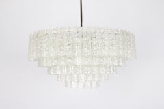 1 of 3 Large Doria Ice Glass Tubes Chandelier, Germany, 1960s