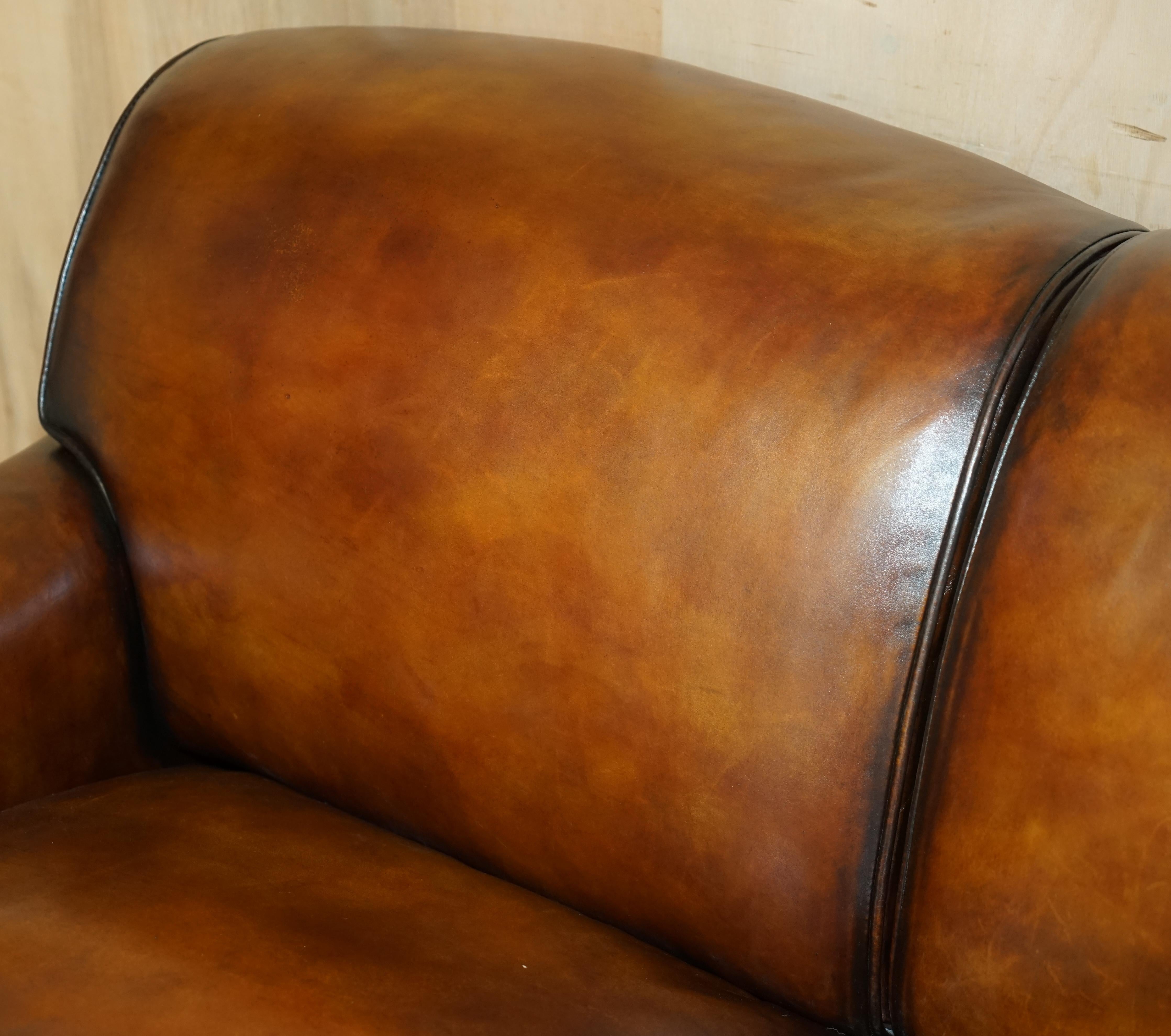 scroll arm leather sofa