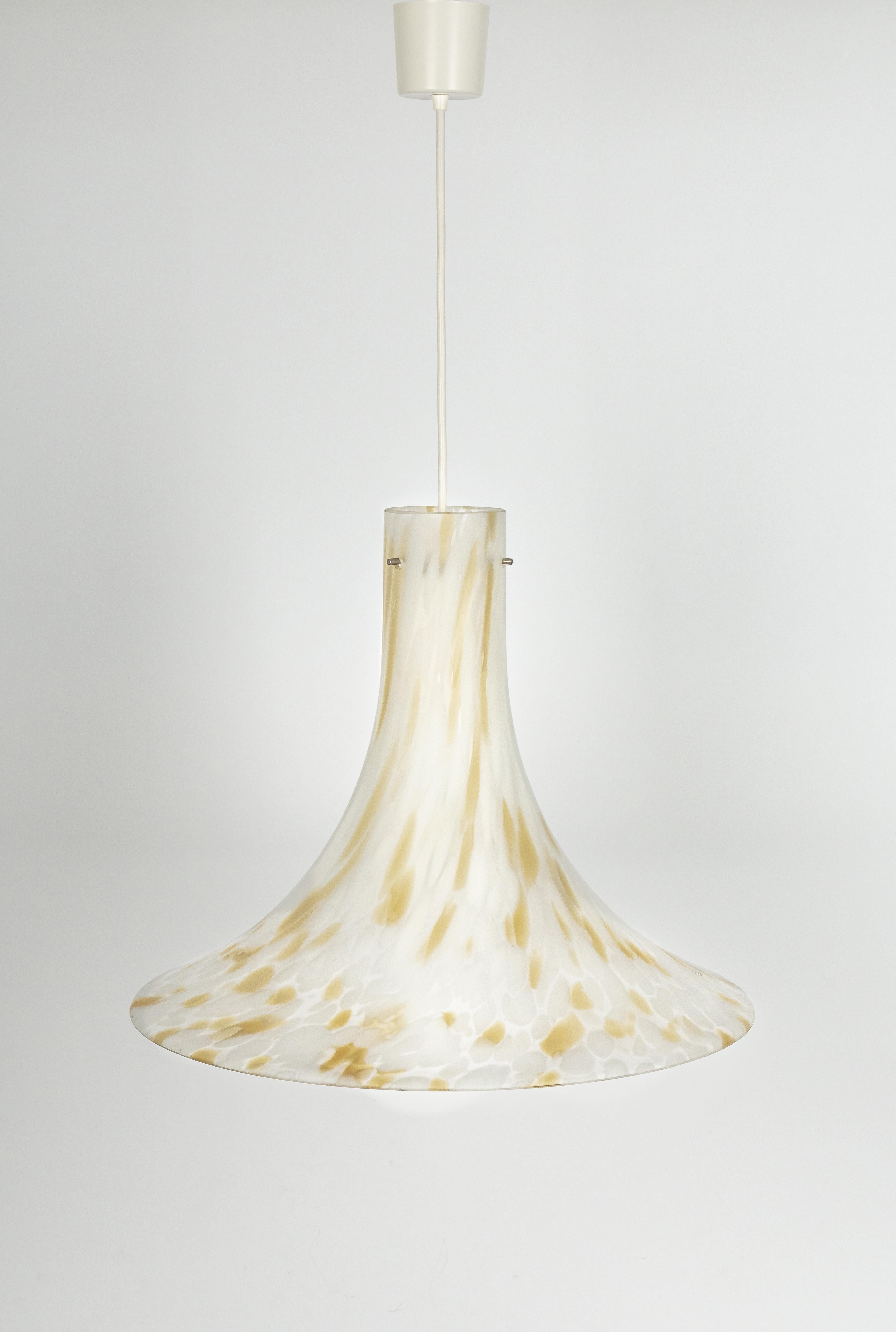 Mid-Century Modern 1 of 2 Large Glass Pendant Light by Peill & Putzler, Germany, 1970s For Sale