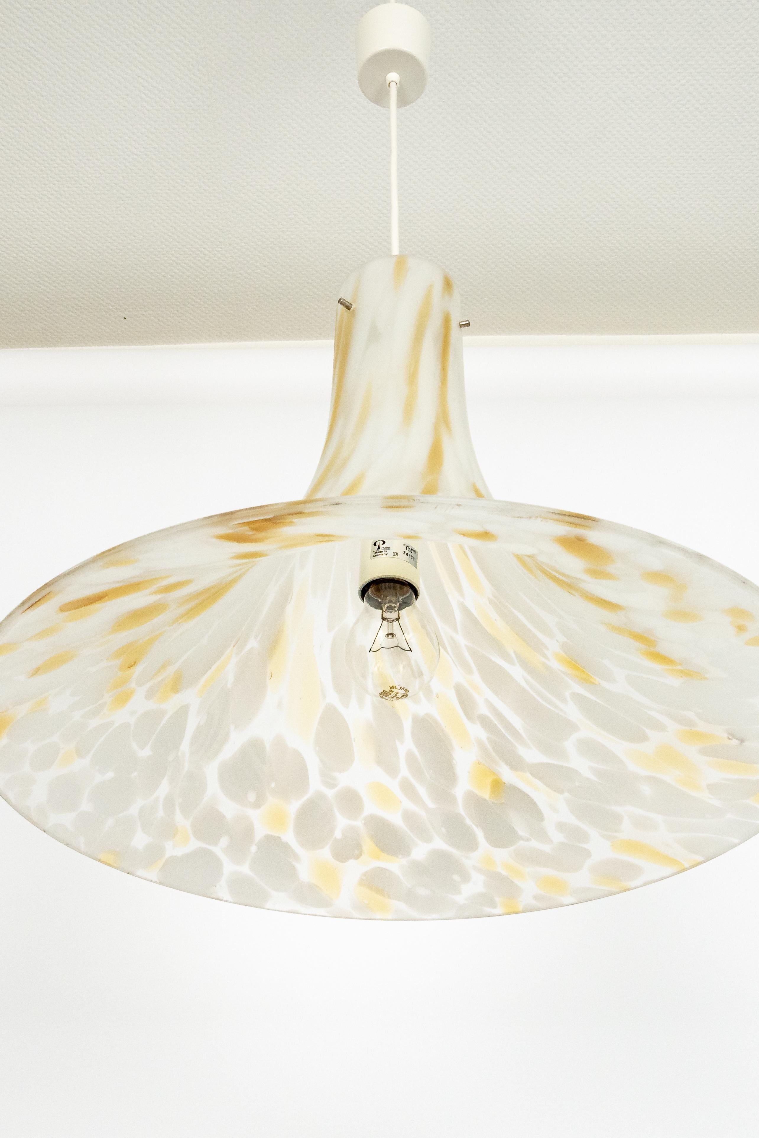 Late 20th Century 1 of 2 Large Glass Pendant Light by Peill & Putzler, Germany, 1970s For Sale