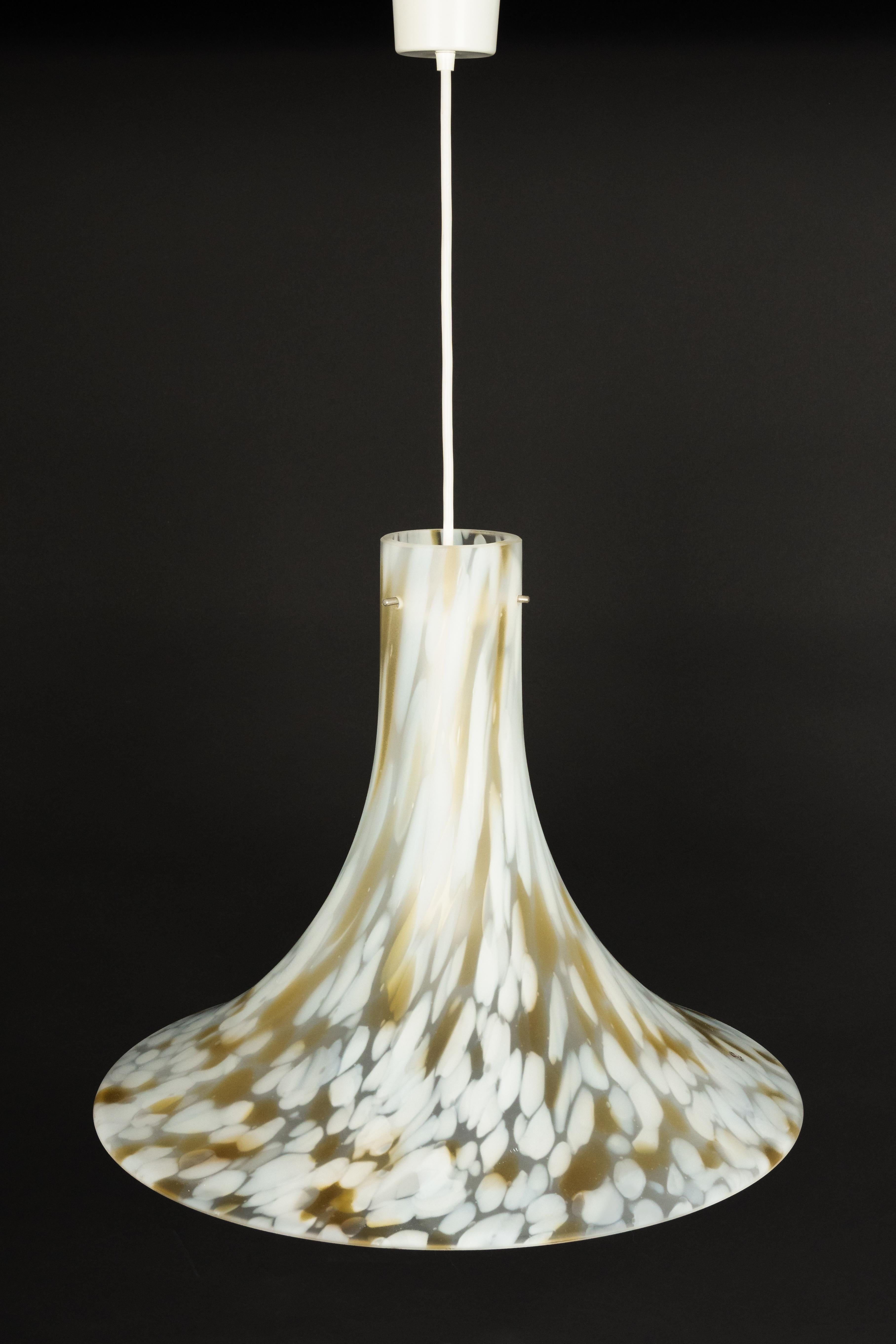 1 of 2 Large Glass Pendant Light by Peill & Putzler, Germany, 1970s For Sale 1
