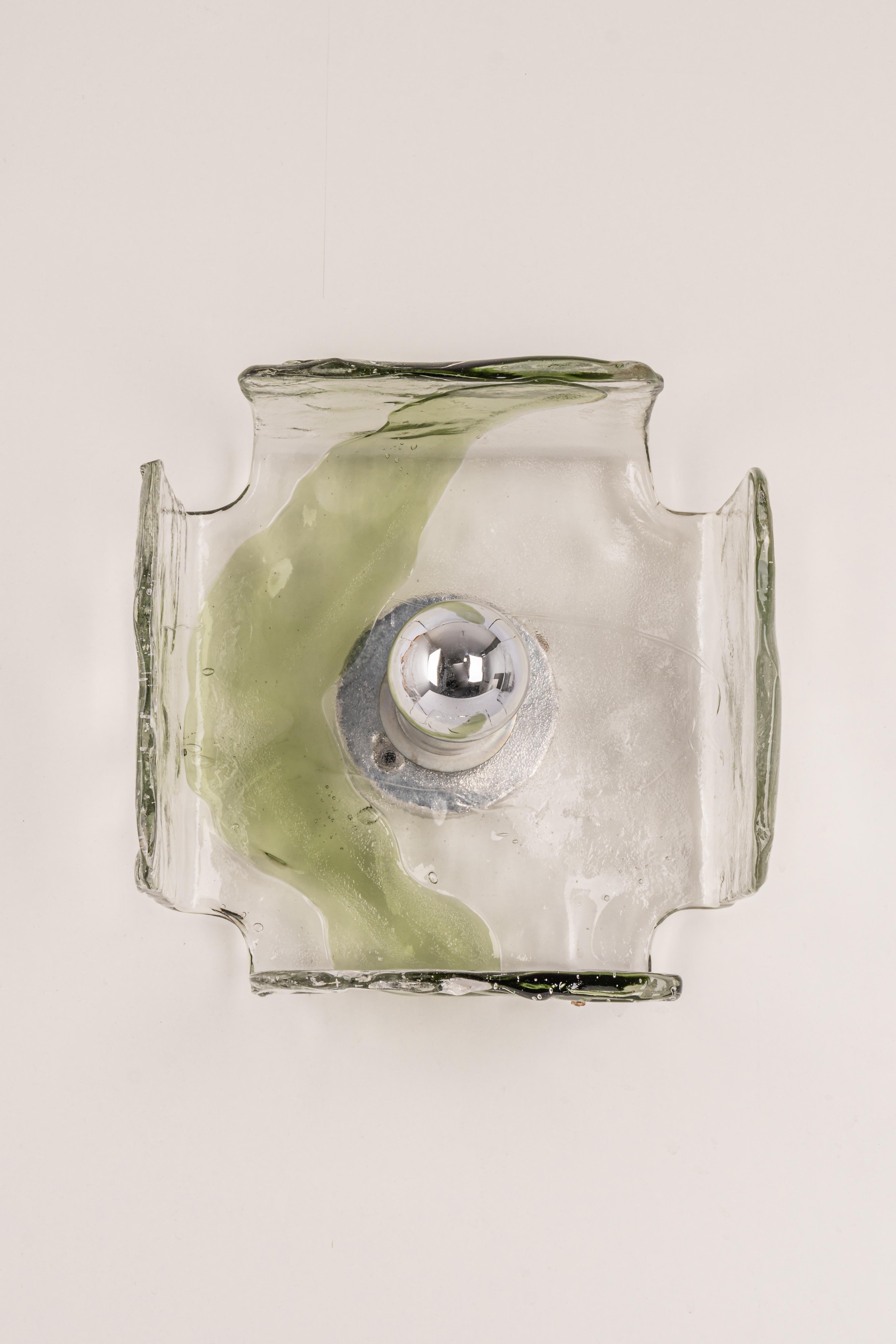 Mid-Century Modern 1 of 15 Large Glass Wall Light Designed by Carlo Nason for Kalmar, 1960s For Sale