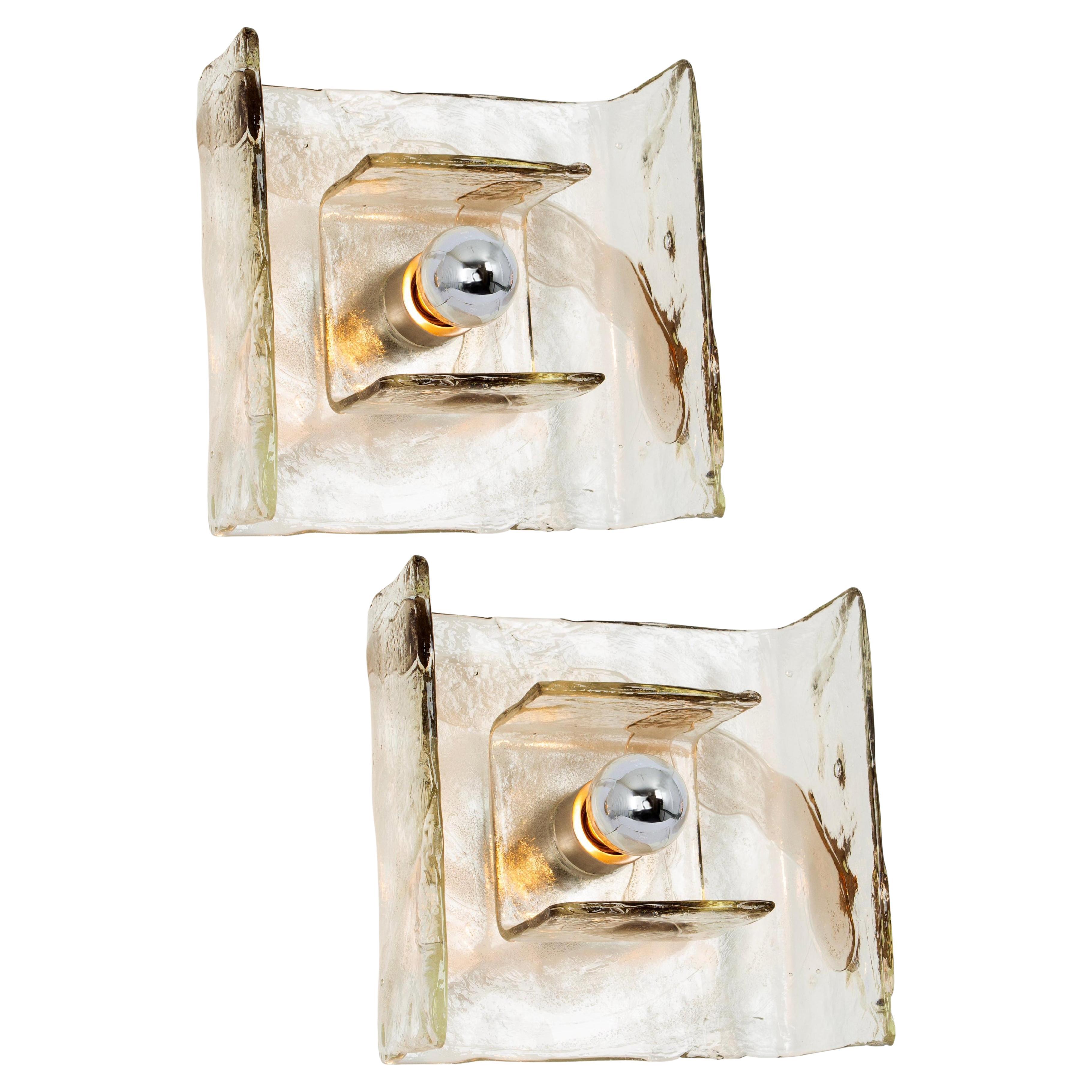 Große Glas-Wandleuchte, 1 von 2, entworfen von Carlo Nason für Kalmar, 1960er Jahre