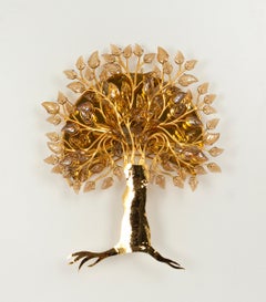 1 des 2 grandes appliques d'arbre en cristal facetté Palwa, 1970