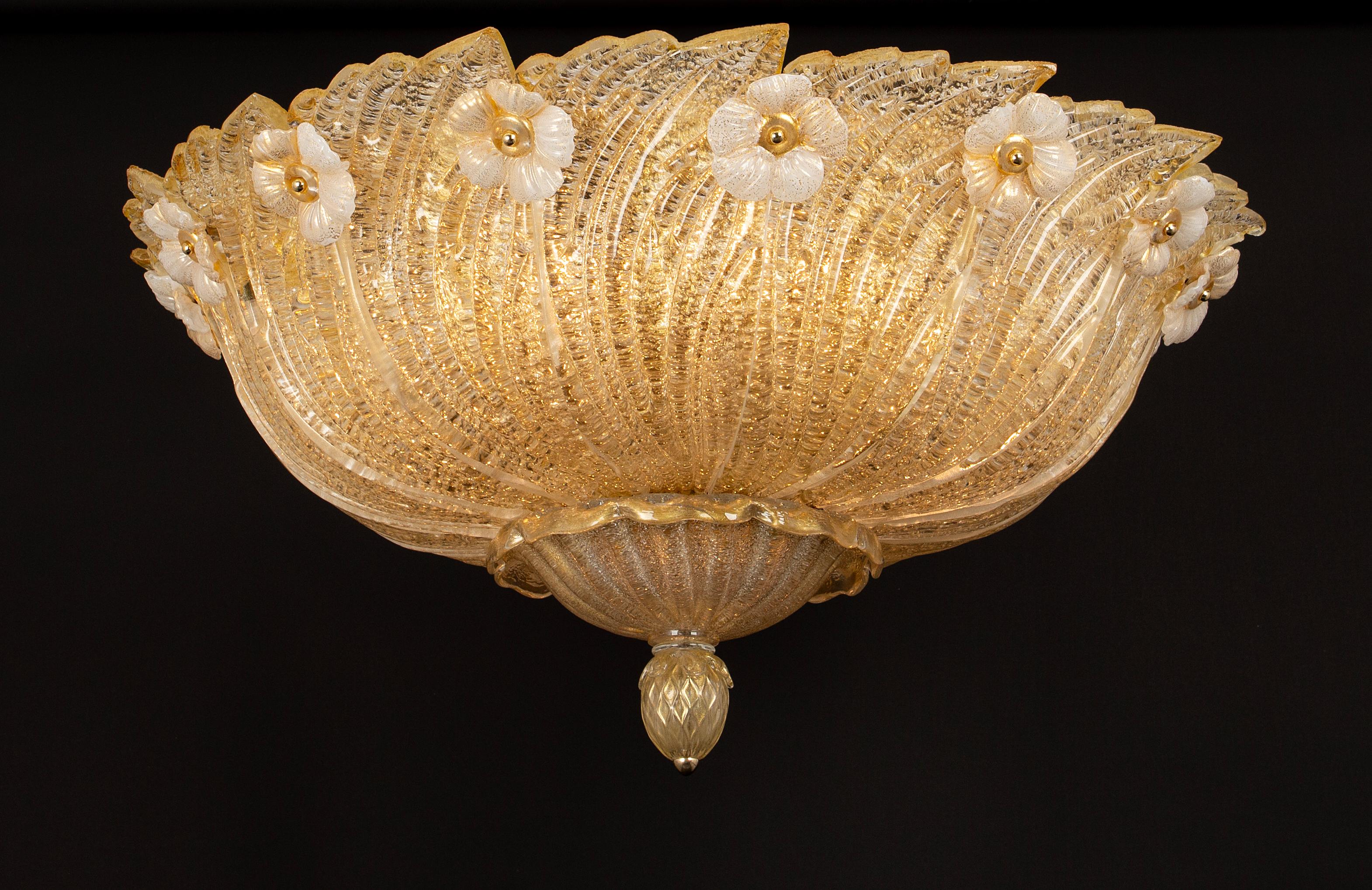 1 of 2 Large Grand Hotel Murano Ceiling Fixture by Barovier & Toso, Italy, 1970s For Sale 6