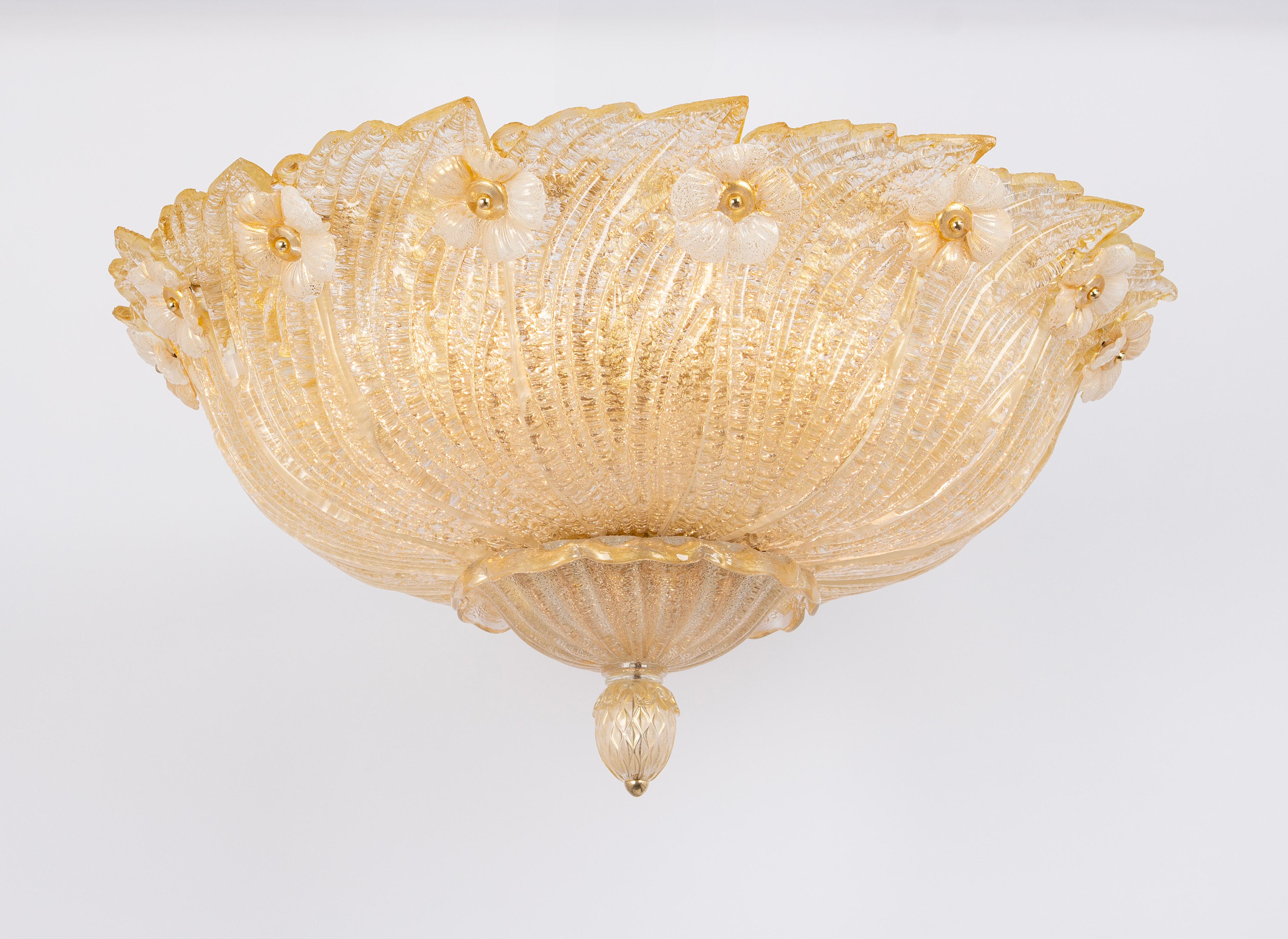 Mid-Century Modern 1 of 2 Large Grand Hotel Murano Ceiling Fixture by Barovier & Toso, Italy, 1970s For Sale