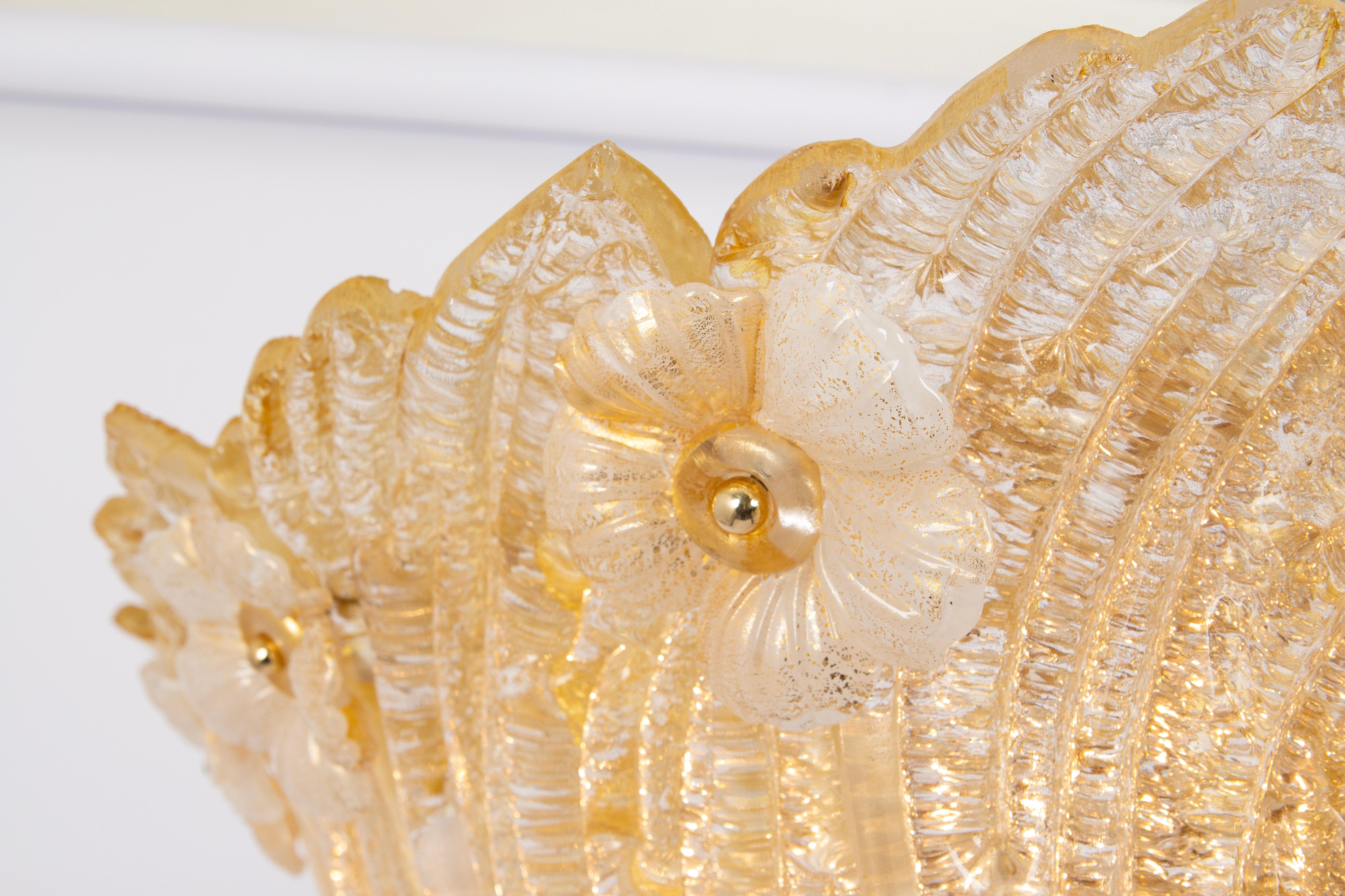 Italian 1 of 2 Large Grand Hotel Murano Ceiling Fixture by Barovier & Toso, Italy, 1970s For Sale