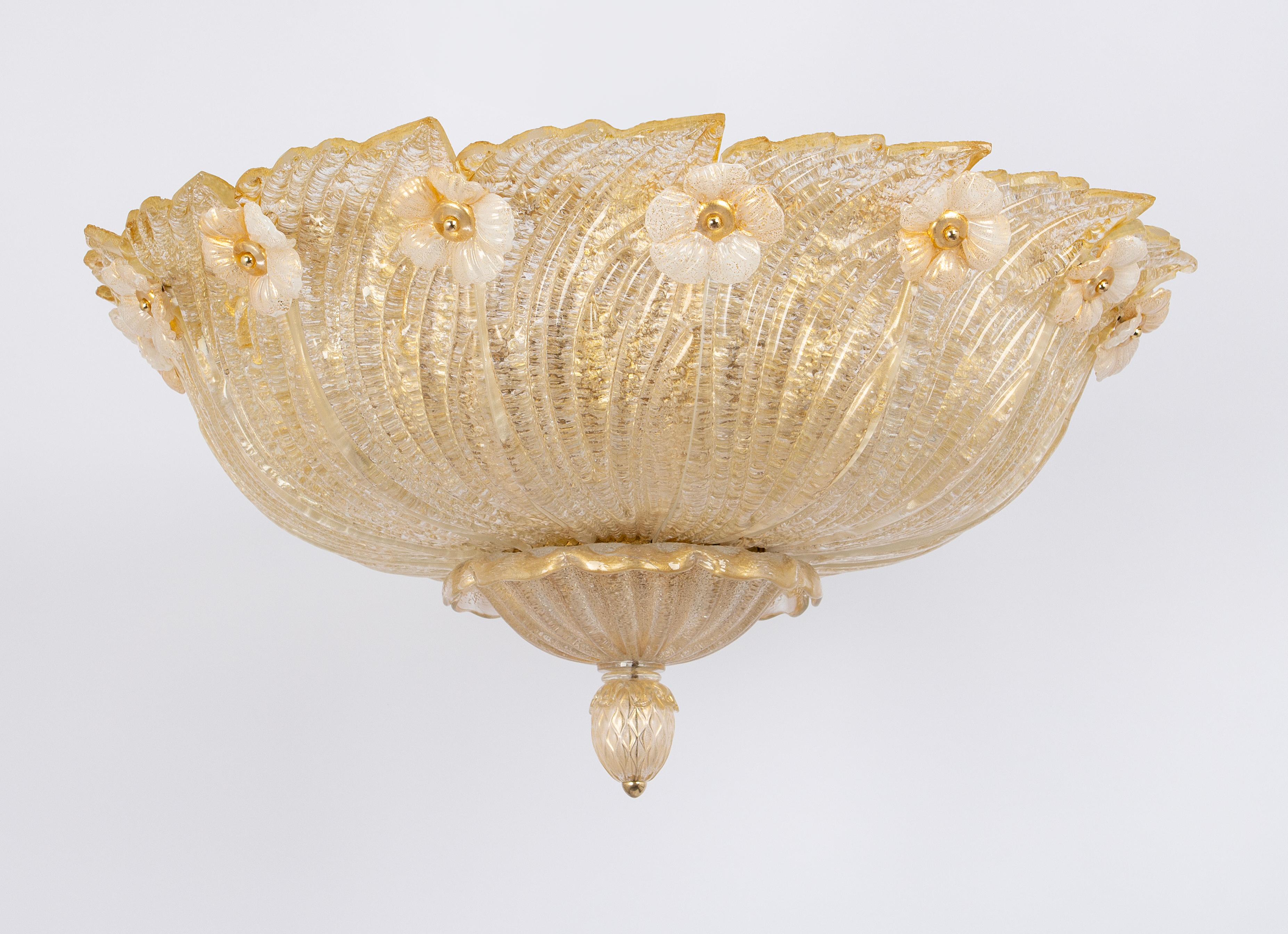 Murano Glass 1 of 2 Large Grand Hotel Murano Ceiling Fixture by Barovier & Toso, Italy, 1970s For Sale