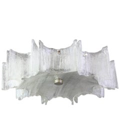 1 von 2 Großen Eisglas-Chrom-Einbauleuchten von Kaiser:: Deutschland:: 1960er Jahre