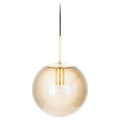 1 of 2 Large Limburg Brass with Smoked Glass Ball Pendant, Germany, 1970s
