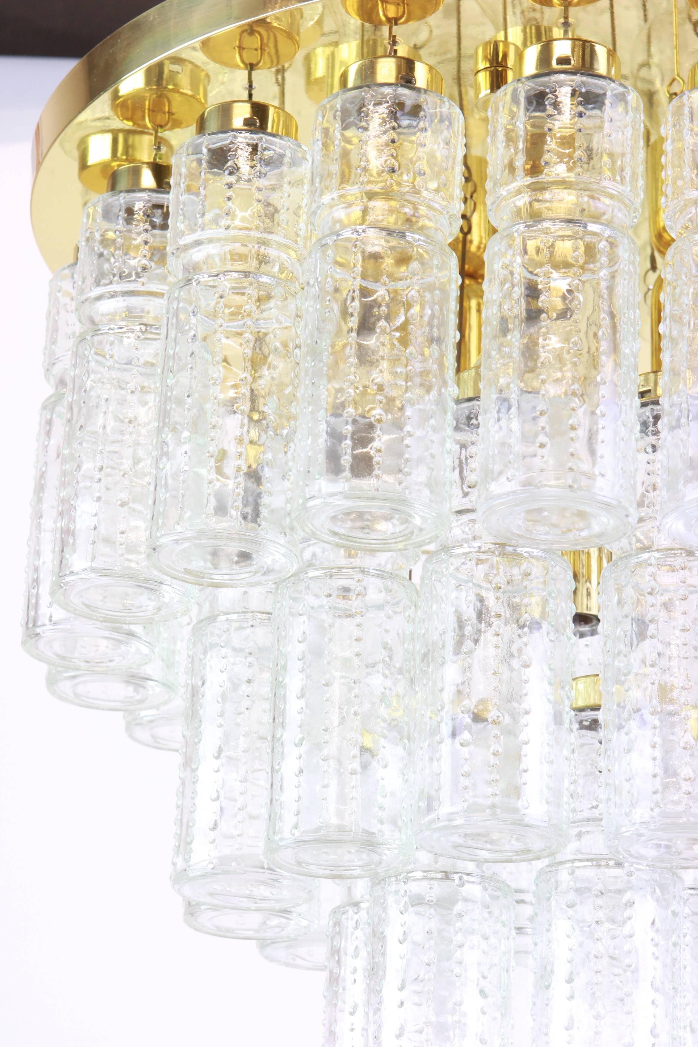 Mid-Century Modern 1 of 2 Large Limburg Glass Chandelier, Germany, 1960s For Sale