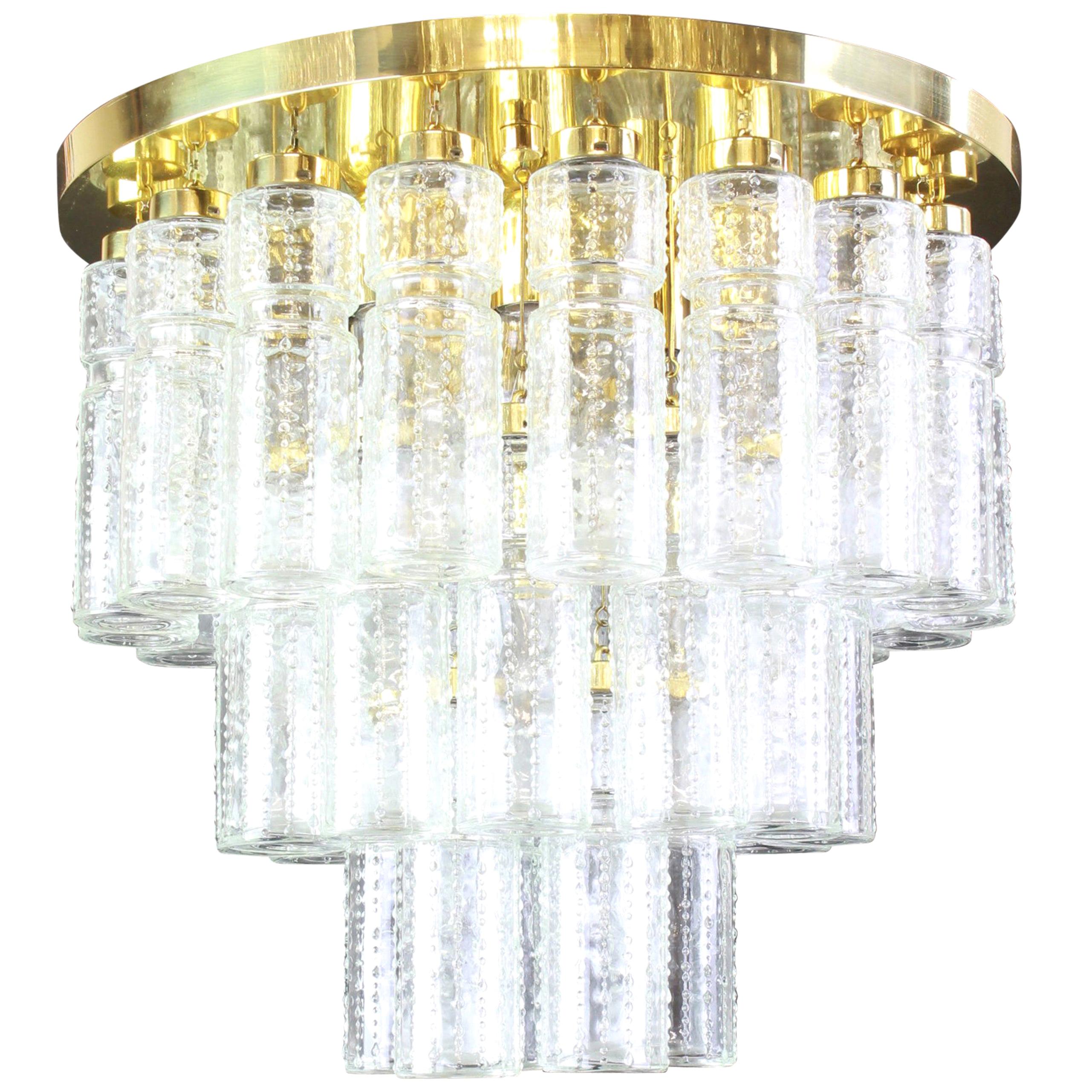 1 de 2 Grand lustre en verre de Limburg:: Allemagne:: années 1960