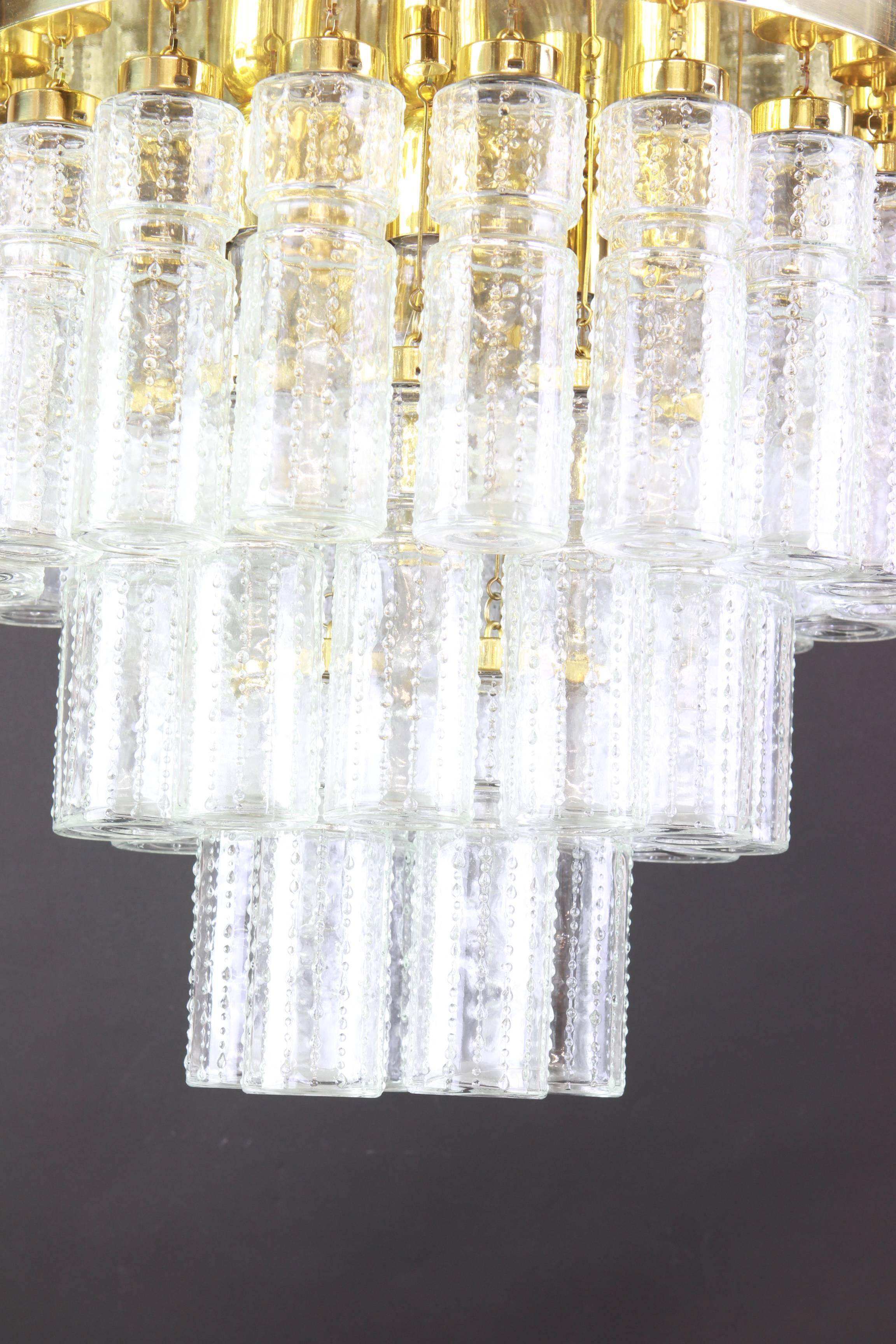 Mid-20th Century 1 of 2 Large Limburg Glass Chandelier, Germany, 1960s