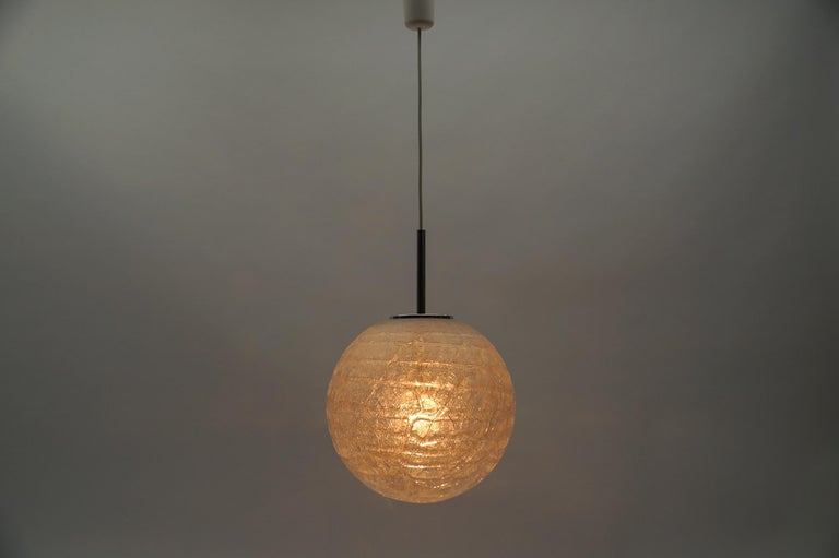 1. of 2 Large Massive Ice Glass Ball Pendant Lamp by Doria, 1960s Germany  For Sale at 1stDibs