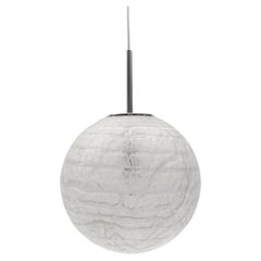 1. of 2 Large Massive Ice Glass Ball Pendant Lamp by Doria, 1960s Germany