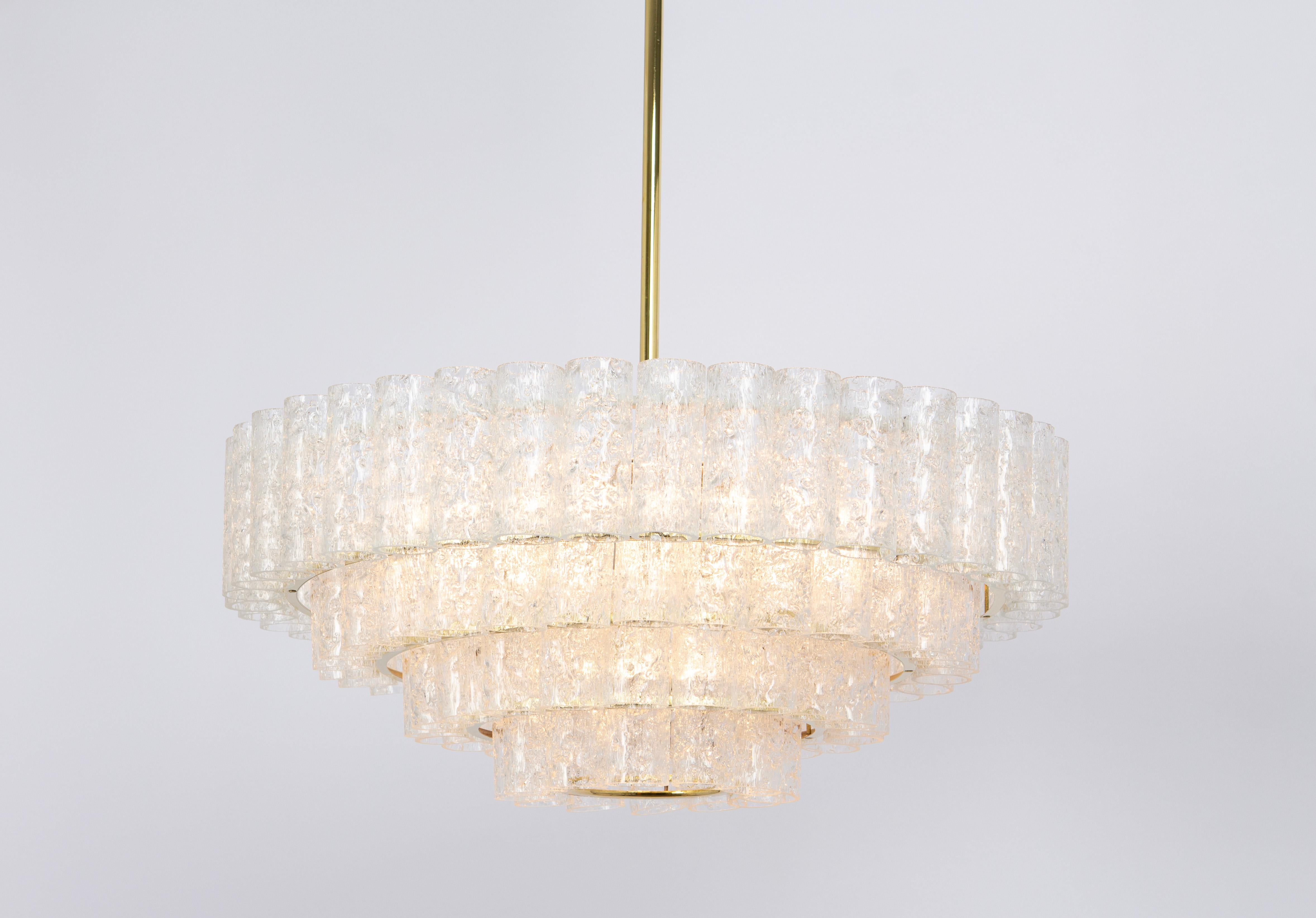 Mid-Century Modern 1 of 5 Large Mid-Century Doria Chandelier Ice Glass, 1960s, Germany For Sale