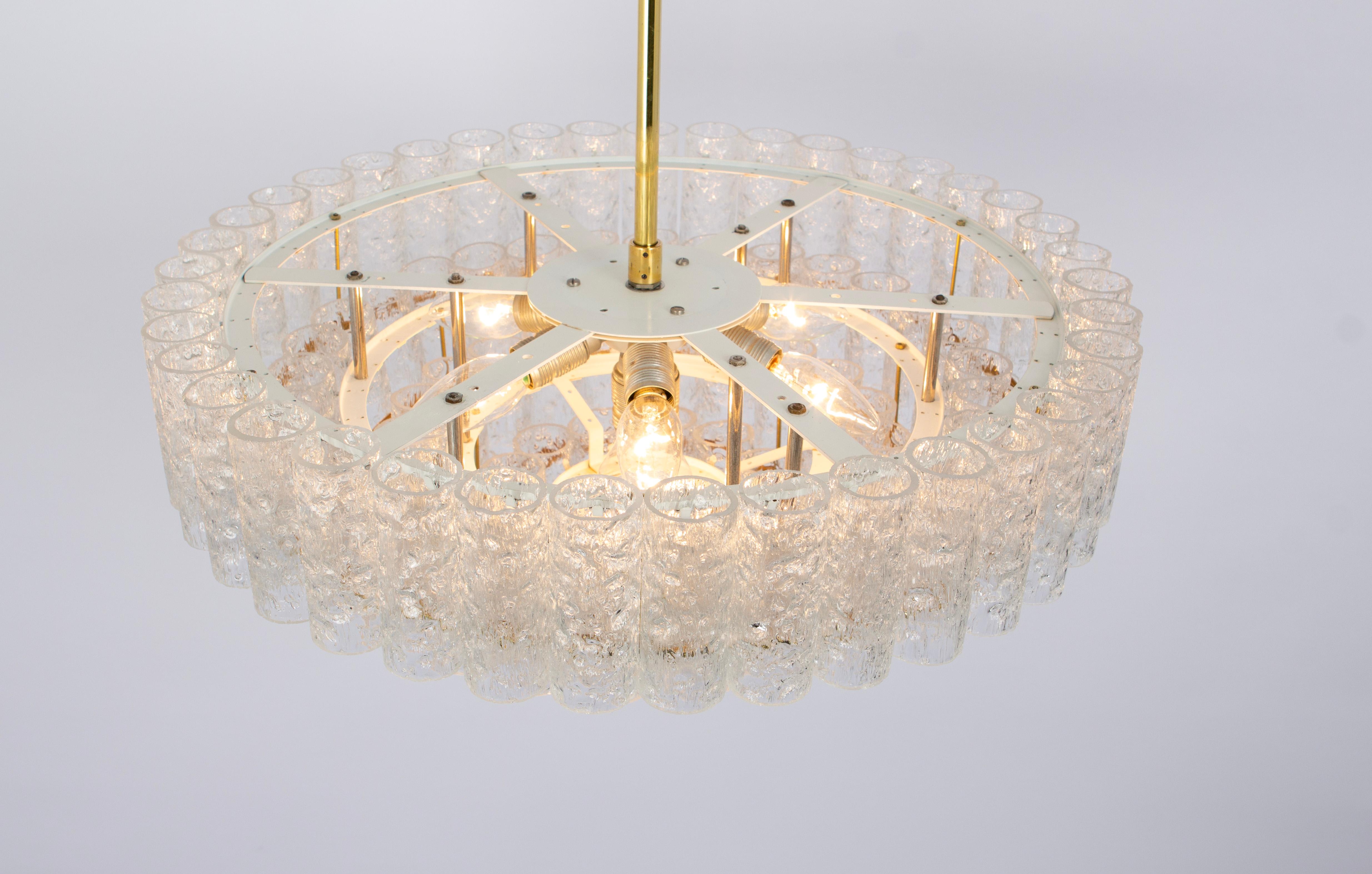 Mid-20th Century 1 of 5 Large Mid-Century Doria Chandelier Ice Glass, 1960s, Germany For Sale