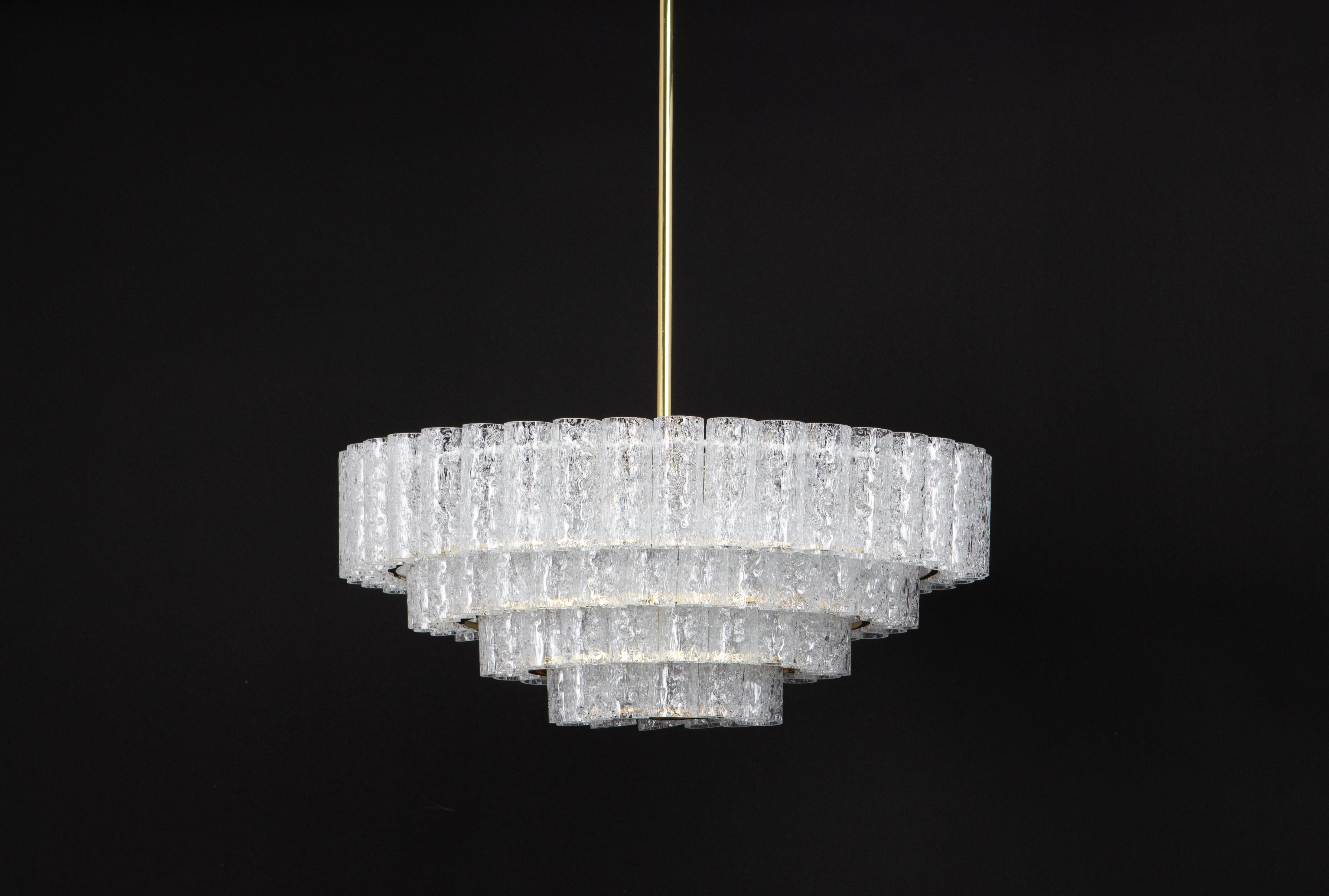 1 of 5 Large Mid-Century Doria Chandelier Ice Glass, 1960s, Germany For Sale 3
