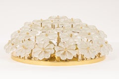 1 of 6 Large Murano Glass Flower Flushmount by Ernst Palme, Germany, 1970s