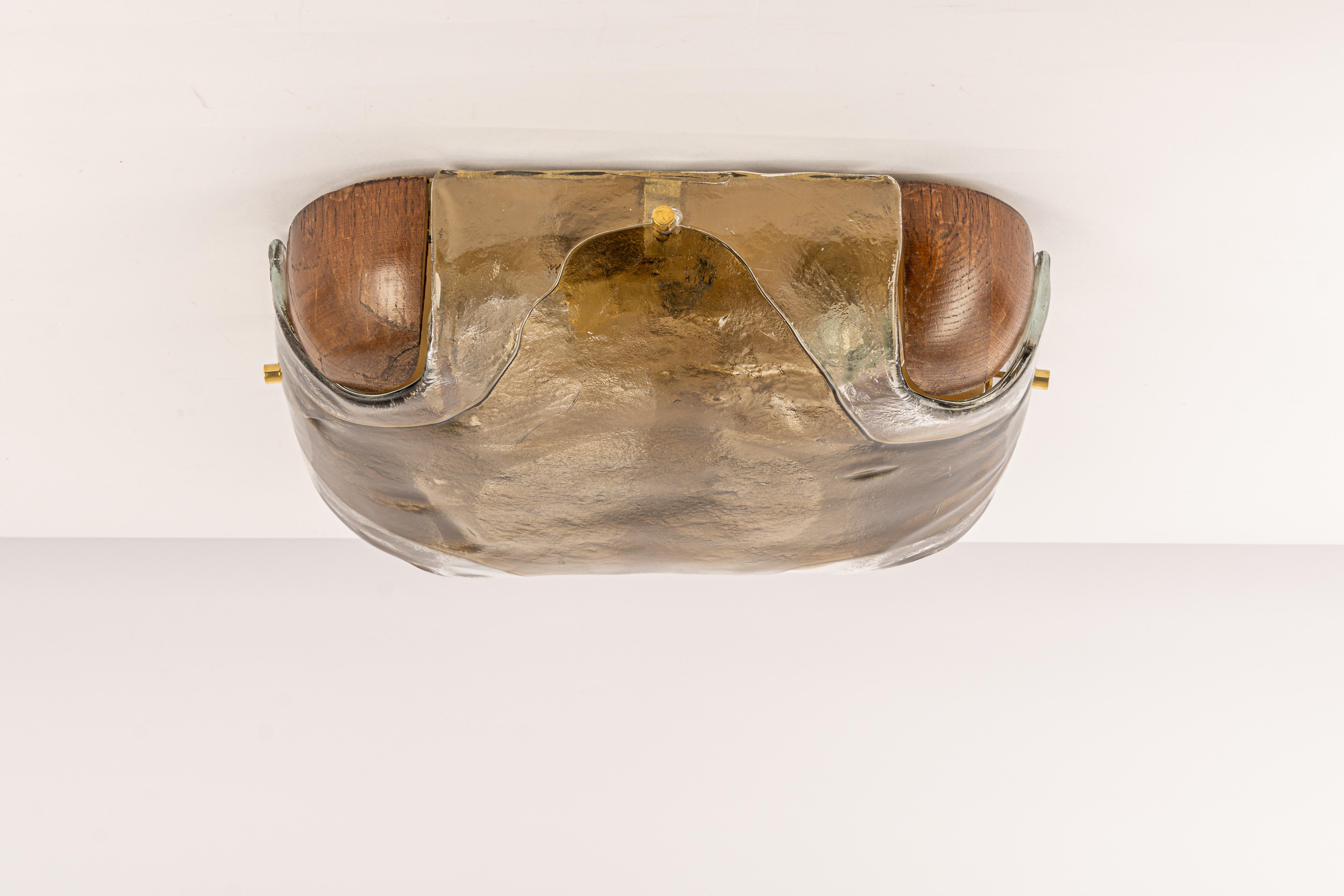 1 of 2  Large Murano Glass Flush Mount by Kaiser, Germany, 1970s For Sale 2