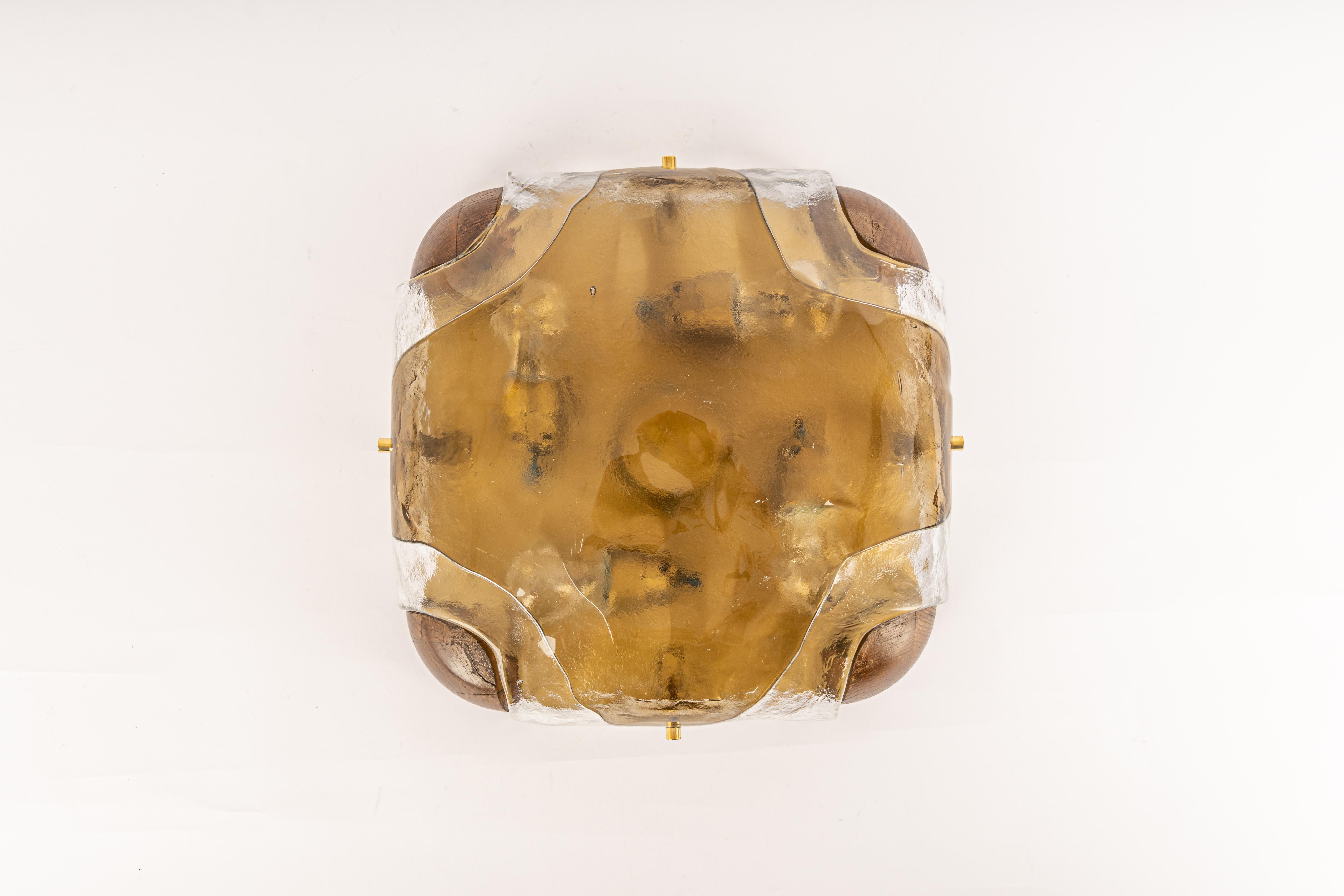 1 of 2  Large Murano Glass Flush Mount by Kaiser, Germany, 1970s For Sale 3