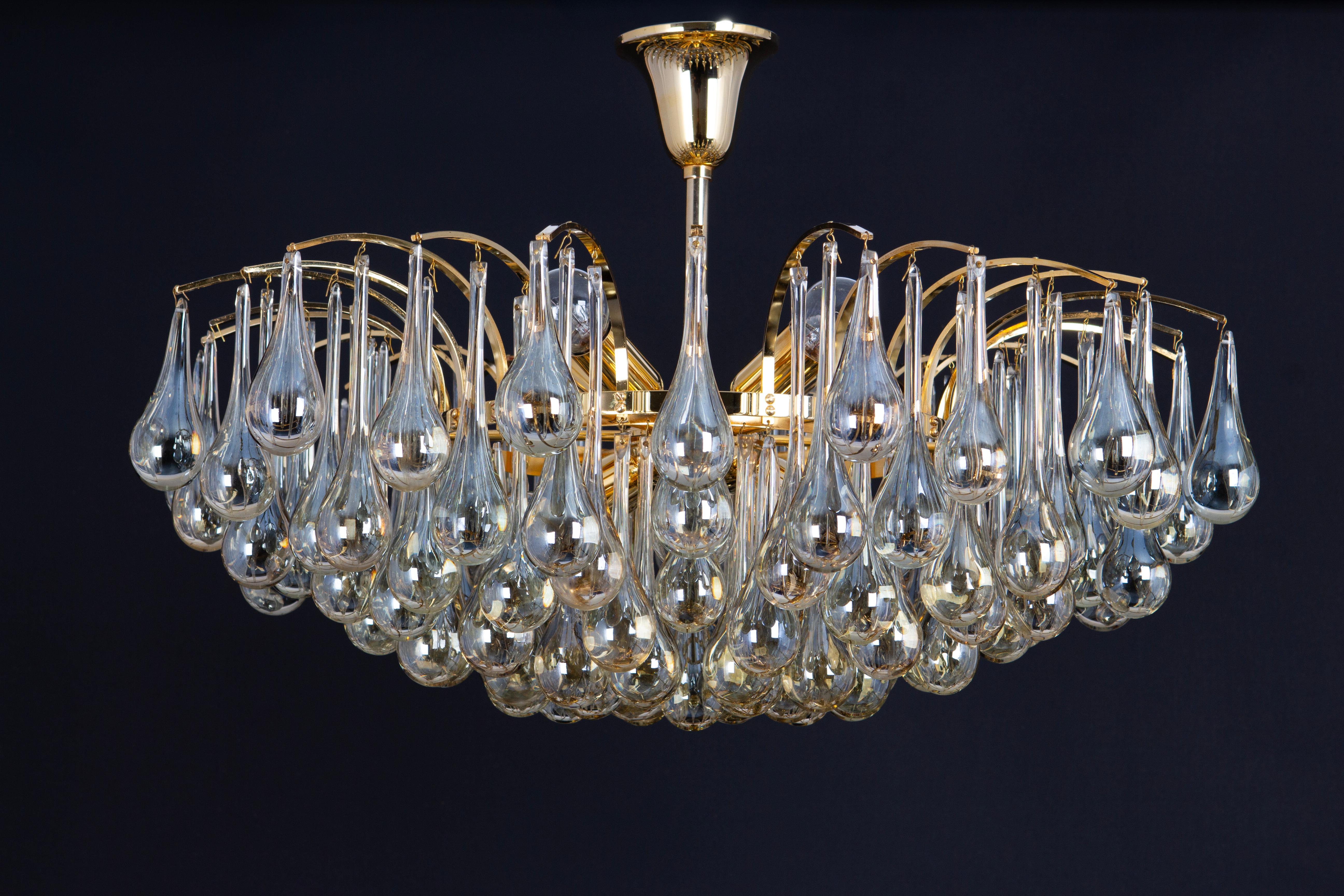 1 of 2 Grande lampadario a goccia in vetro di Murano, Christoph Palme, Germania, anni '70 in vendita 5