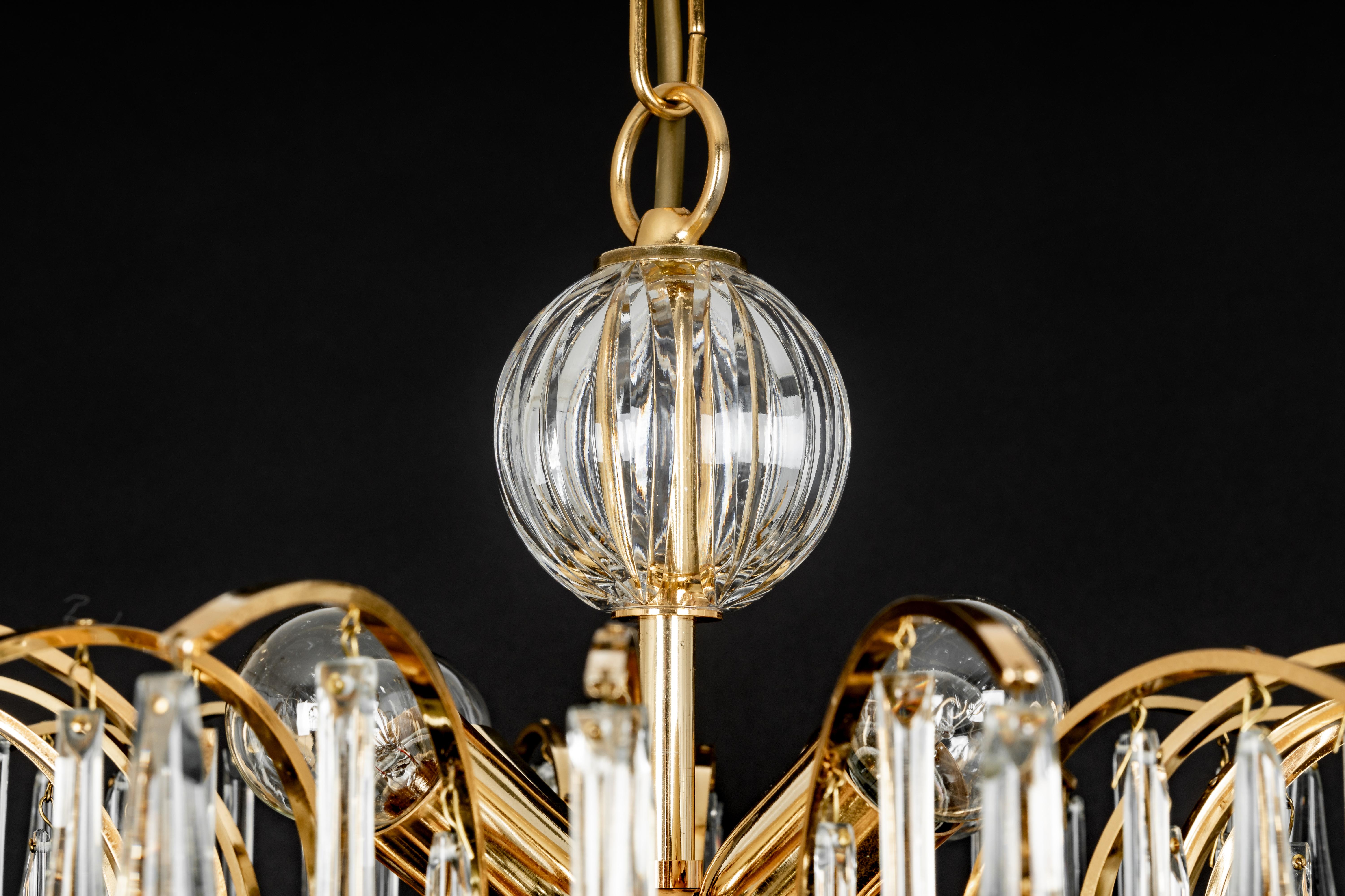 1 of 2 Large Murano Glass Tear Drop Chandelier, Christoph Palme, Germany, 1970s For Sale 11