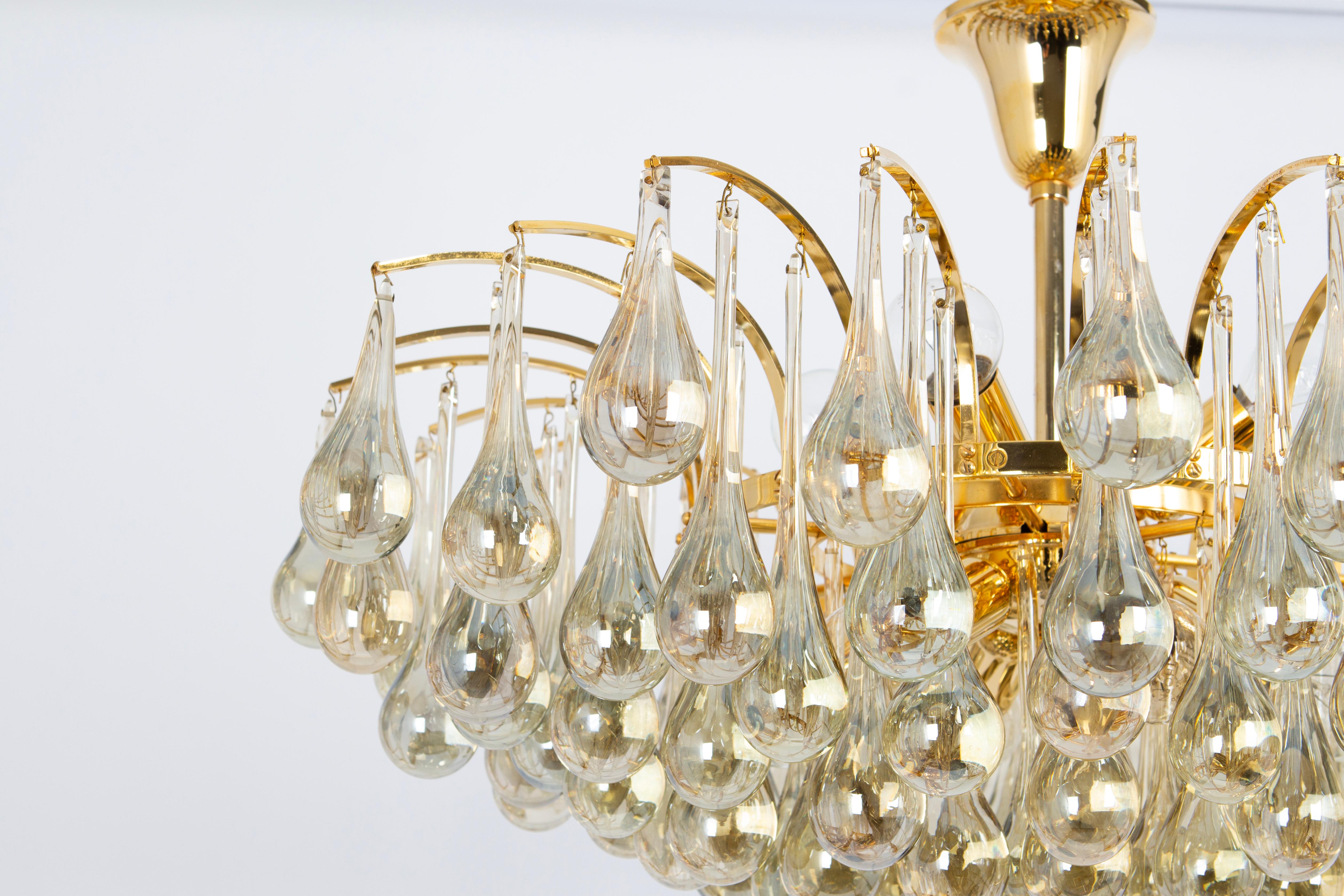 1 of 2 Grande lampadario a goccia in vetro di Murano, Christoph Palme, Germania, anni '70 in vendita 2