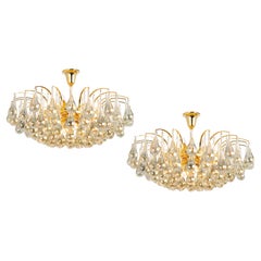 1 of 2 Large Murano Glass Tear Drop Chandelier, Christoph Palme, Germany, 1970s