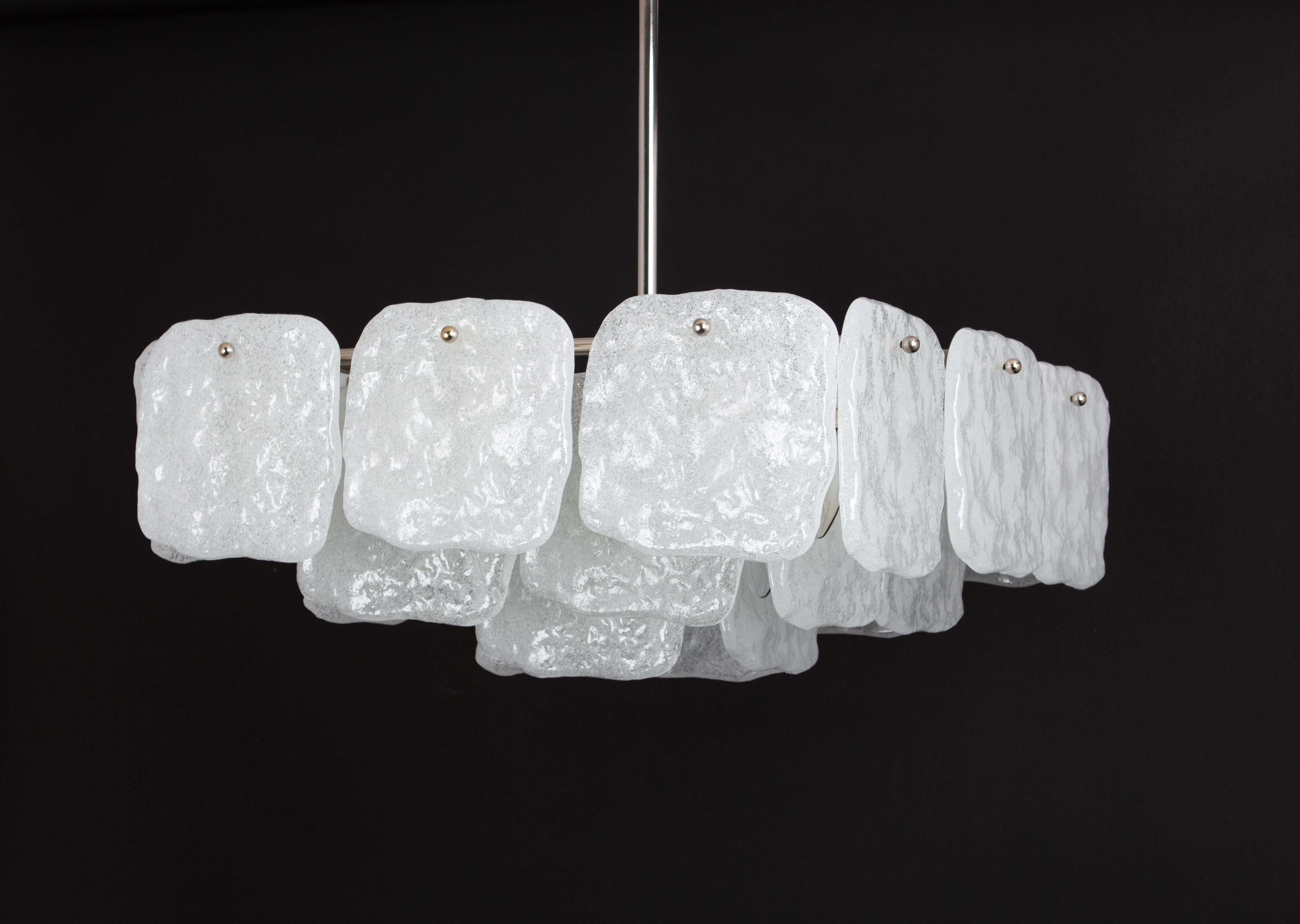 1 of 2 Large Murano Ice Glass Chandelier by Kalmar, Austria, 1960s For Sale 4