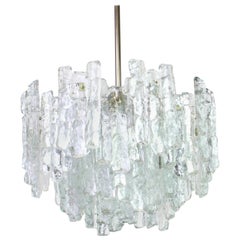 1 of 2 Large Murano Ice Glass Chandelier by Kalmar, Austria, 1960s