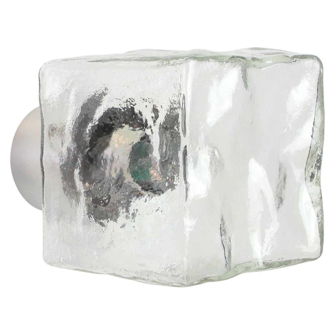 1 of 4 Large Murano Ice Glass Wall Light by Kalmar Cube, Austria, 1960s