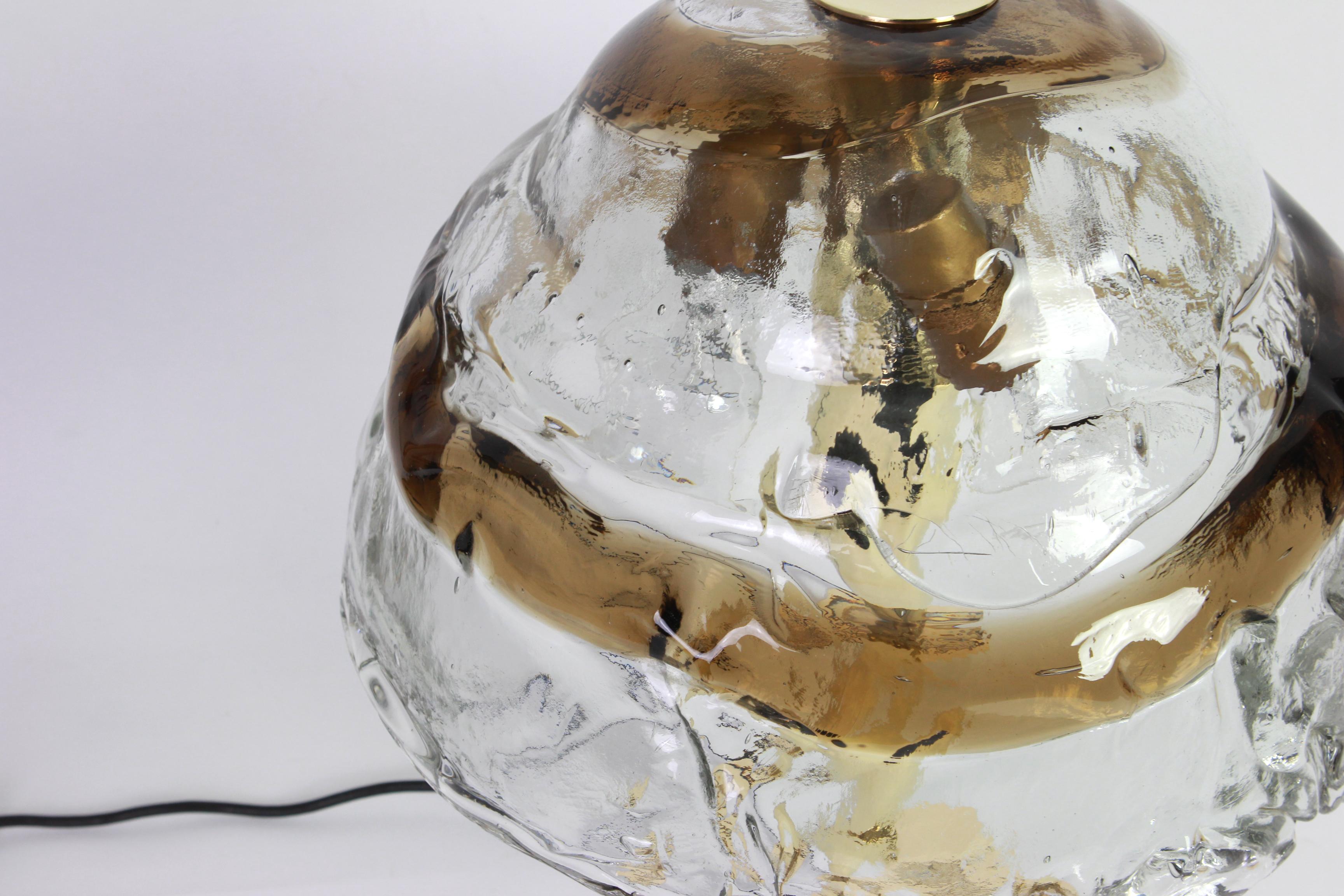 Austrian 1 of 2 Large Murano Smoked Glass Table Lamp by Kalmar, Austria, 1970s For Sale