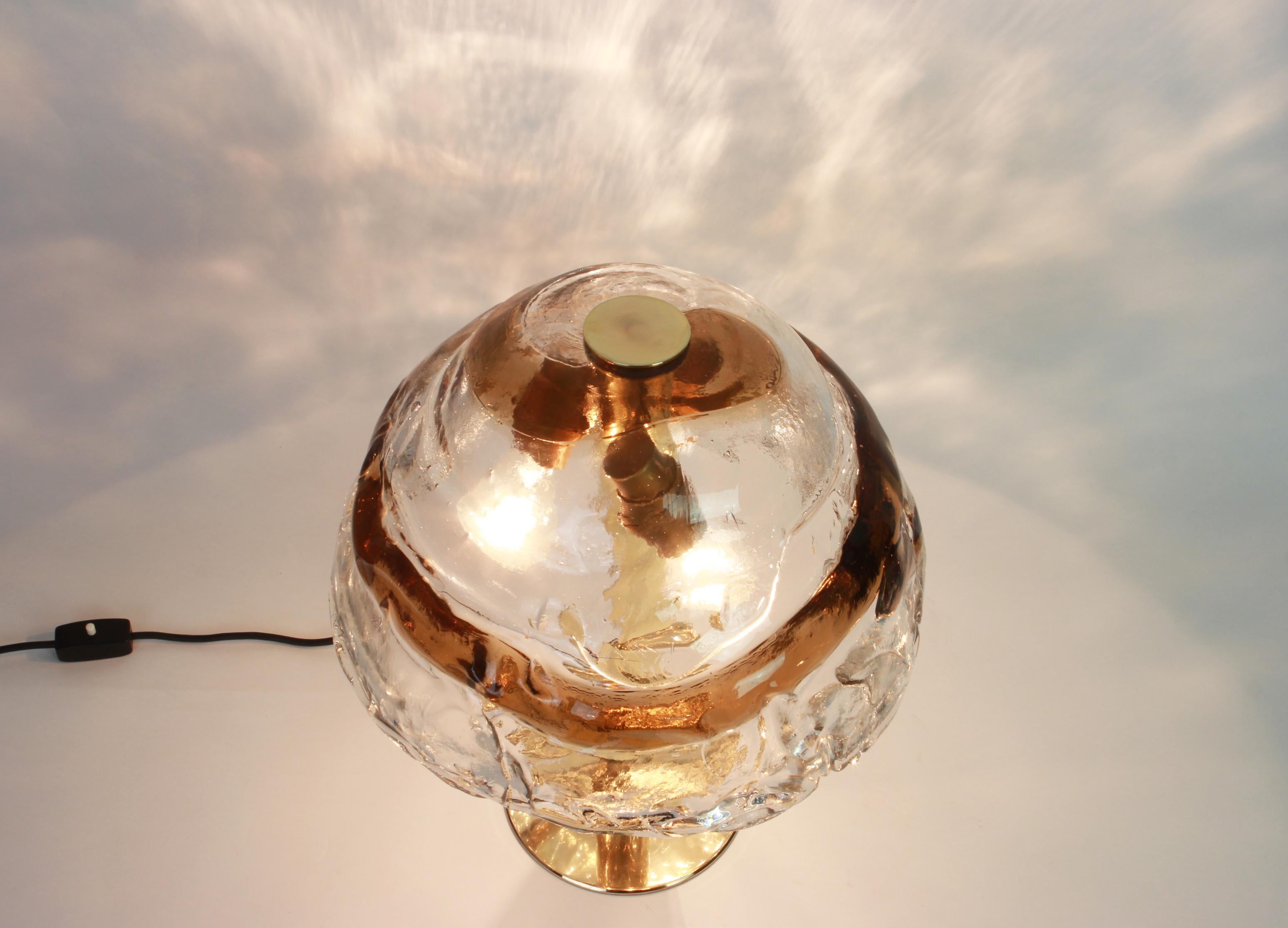Murano Glass 1 of 2 Large Murano Smoked Glass Table Lamp by Kalmar, Austria, 1970s For Sale