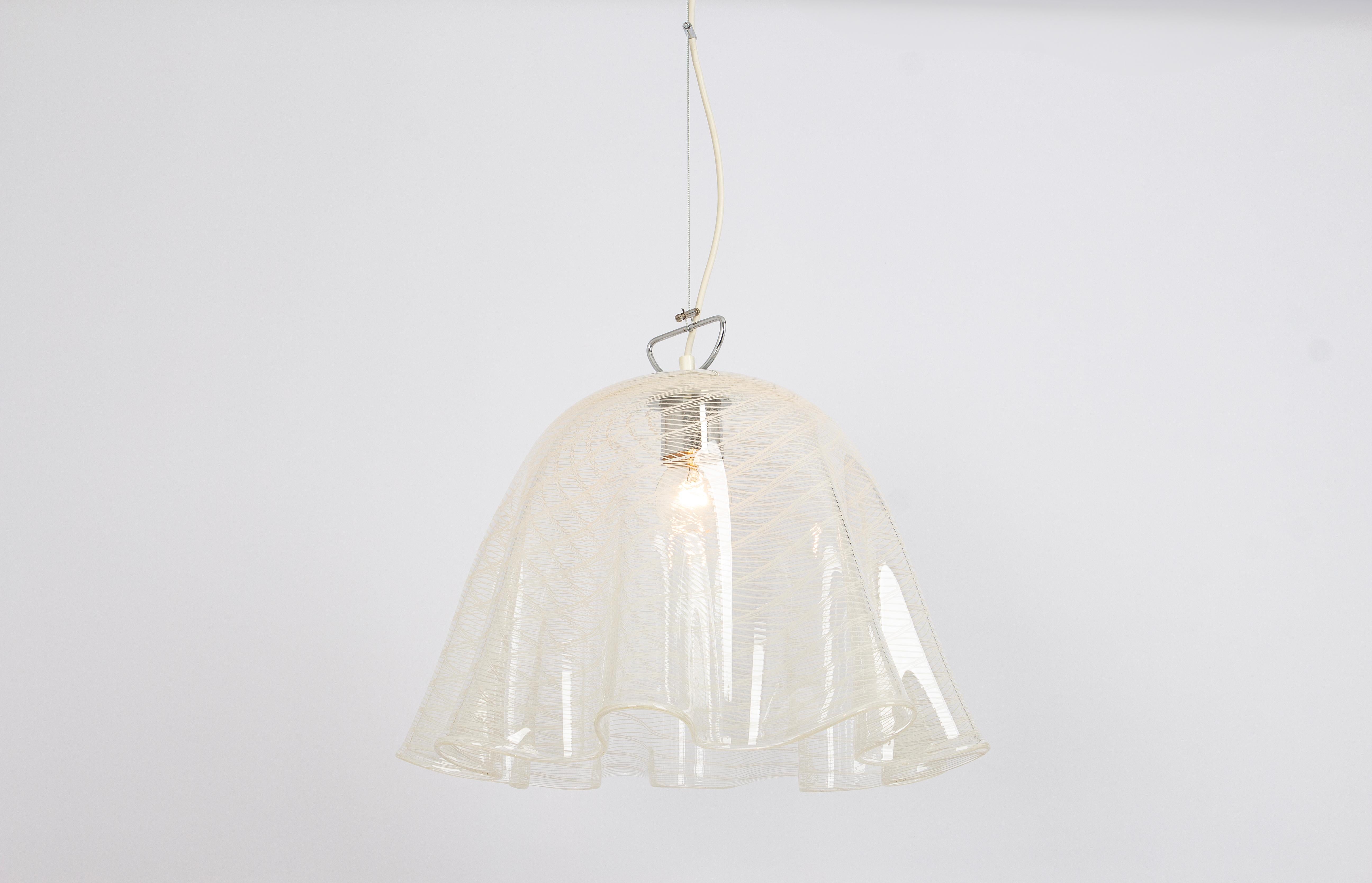 Mid-Century Modern 1 of 2 Large Pendant Light by Kalmar-Fazzoletto, Austria, 1970s For Sale