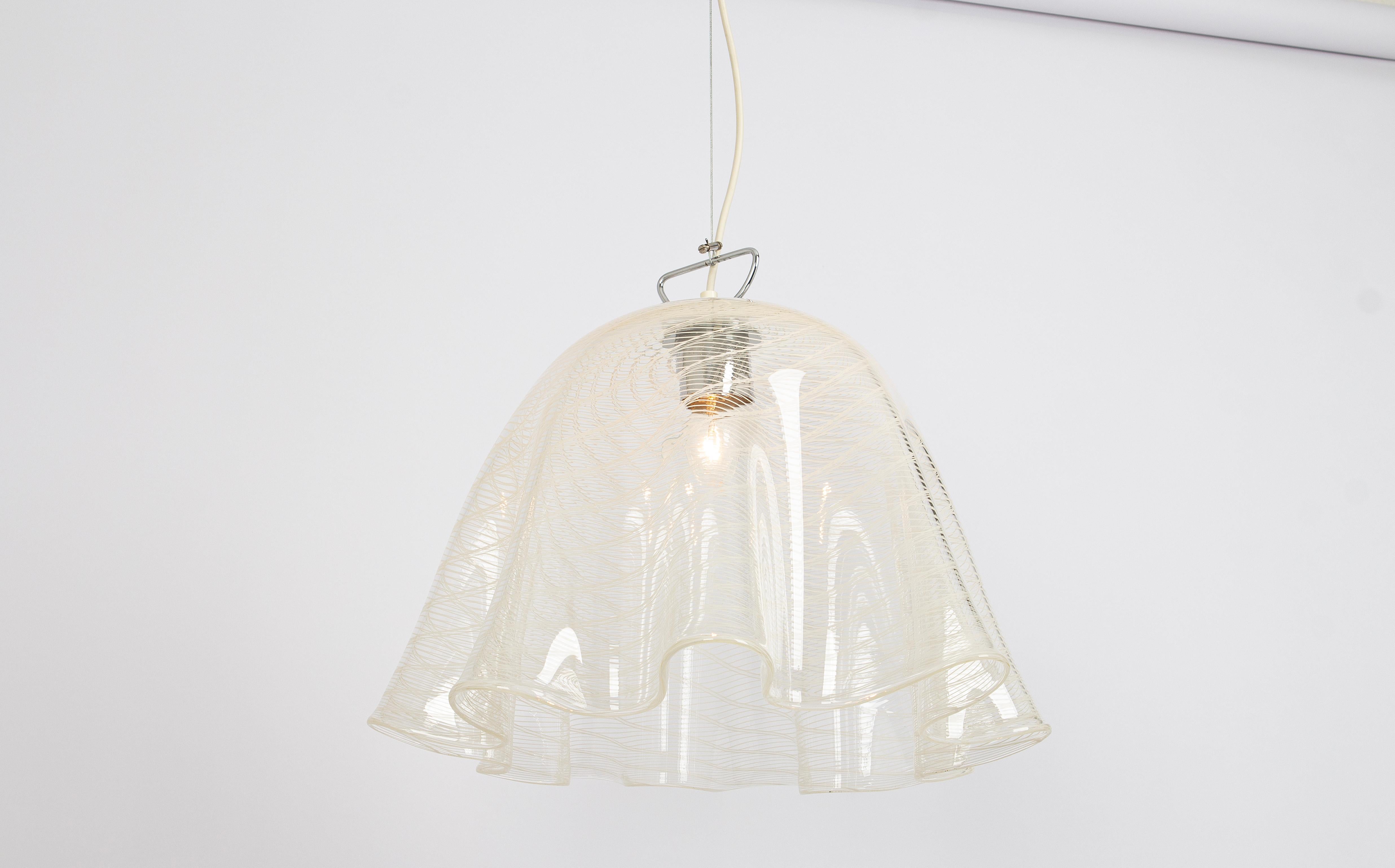 Austrian 1 of 2 Large Pendant Light by Kalmar-Fazzoletto, Austria, 1970s For Sale