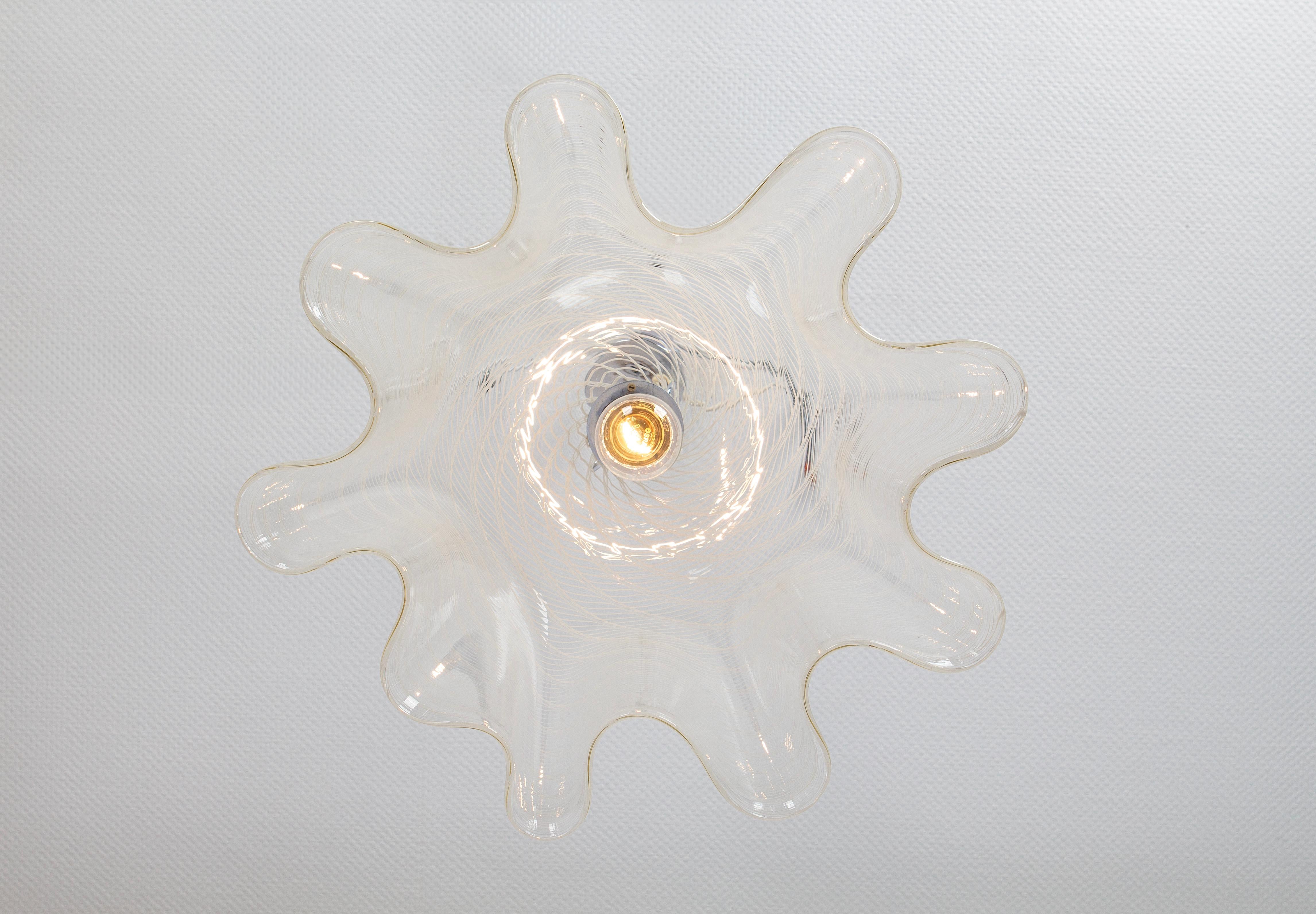 Late 20th Century 1 of 2 Large Pendant Light by Kalmar-Fazzoletto, Austria, 1970s For Sale