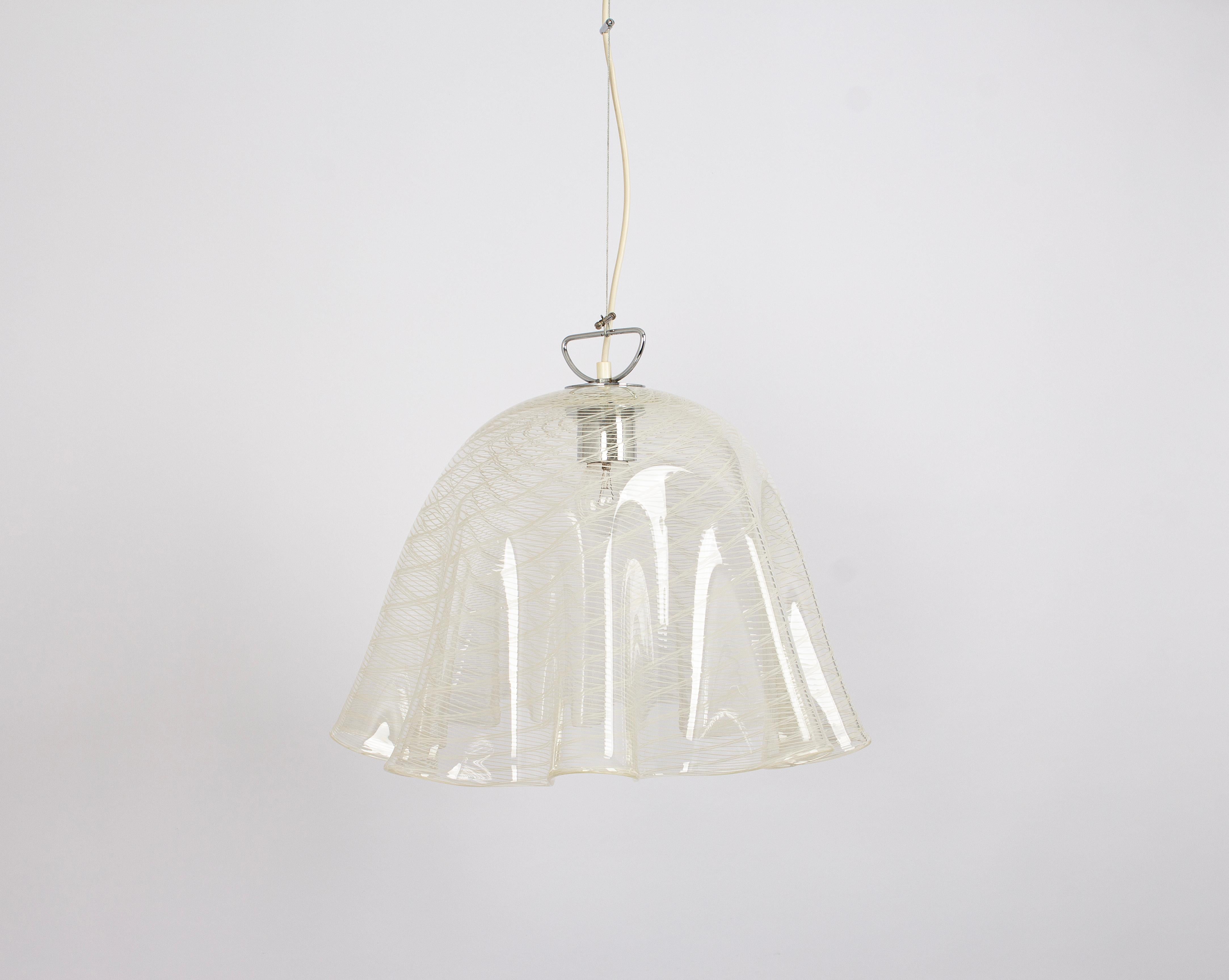 Murano Glass 1 of 2 Large Pendant Light by Kalmar-Fazzoletto, Austria, 1970s For Sale