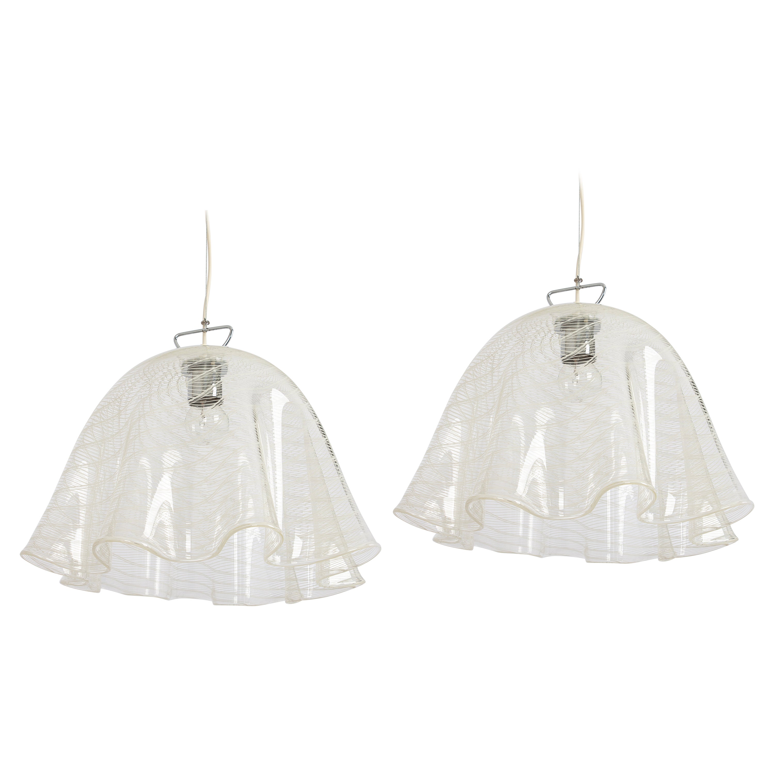 1 of 2 Large Pendant Light by Kalmar-Fazzoletto, Austria, 1970s For Sale