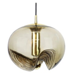 1 of 4 Large Smoked Glass Pendant Light by Peill & Putzler, Germany, 1970s