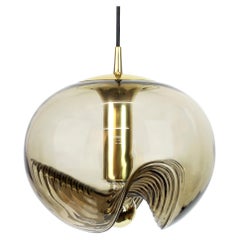 1 of 5 Large Smoked Glass Pendant Light by Peill & Putzler, Germany, 1970s