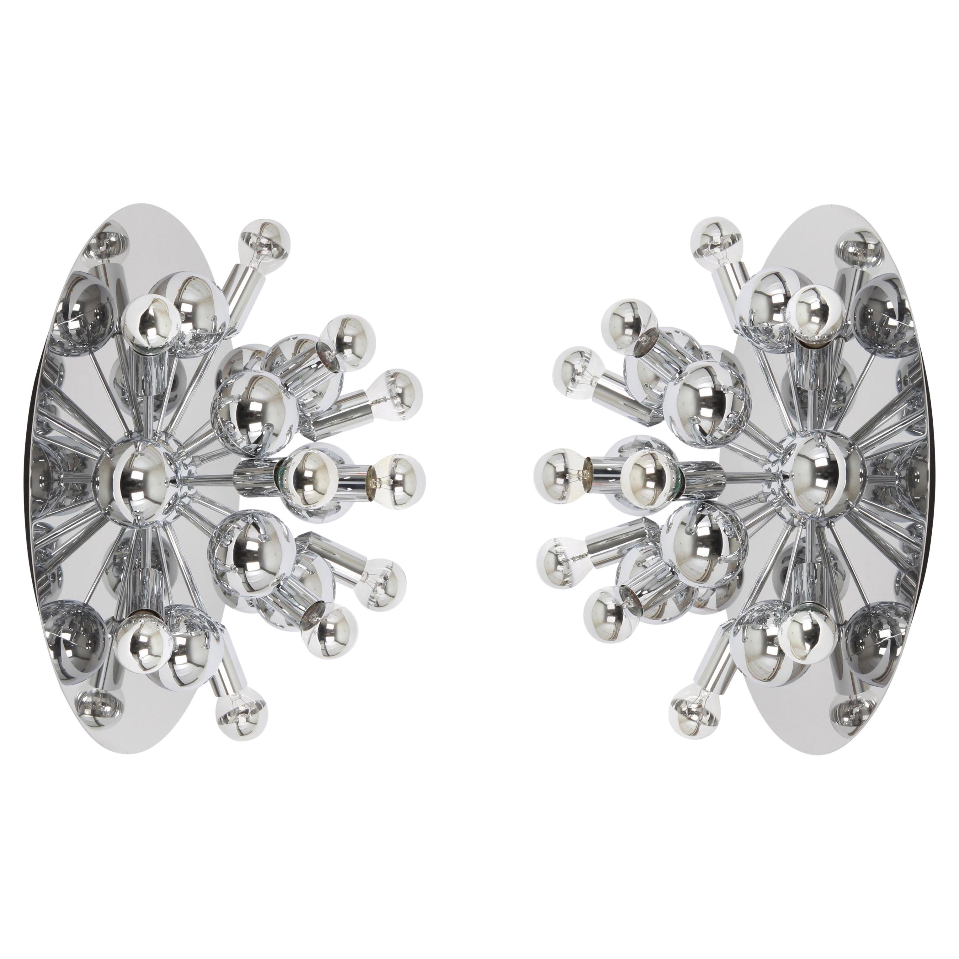 1 of 2 Large Sputnik Flushmount or Wall Sconce by Cosack, Germany, 1970s