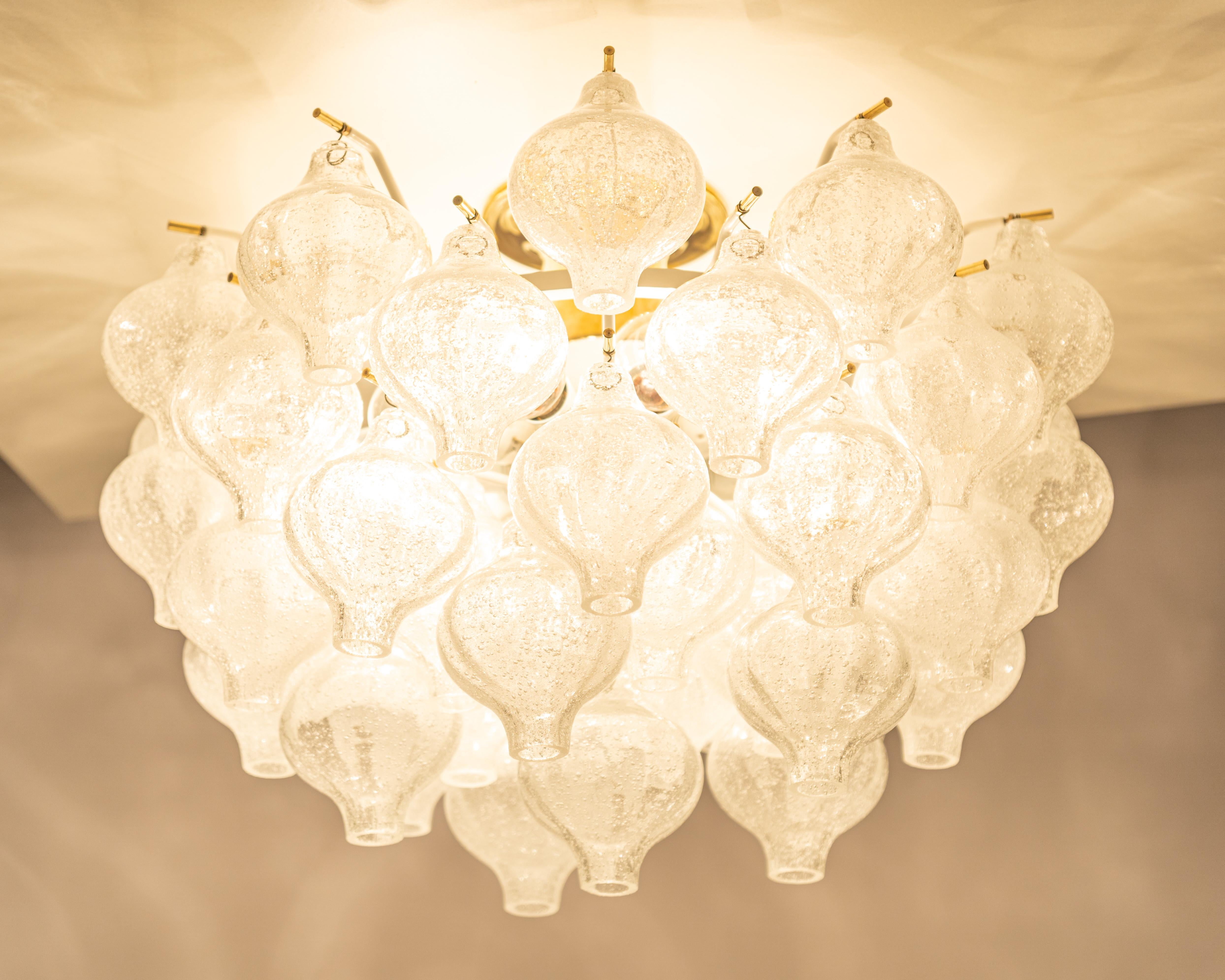 1 of 3 Large Tulipan Glass Flush Mount or Chandelier by Kalmar, Austria, 1960s For Sale 4