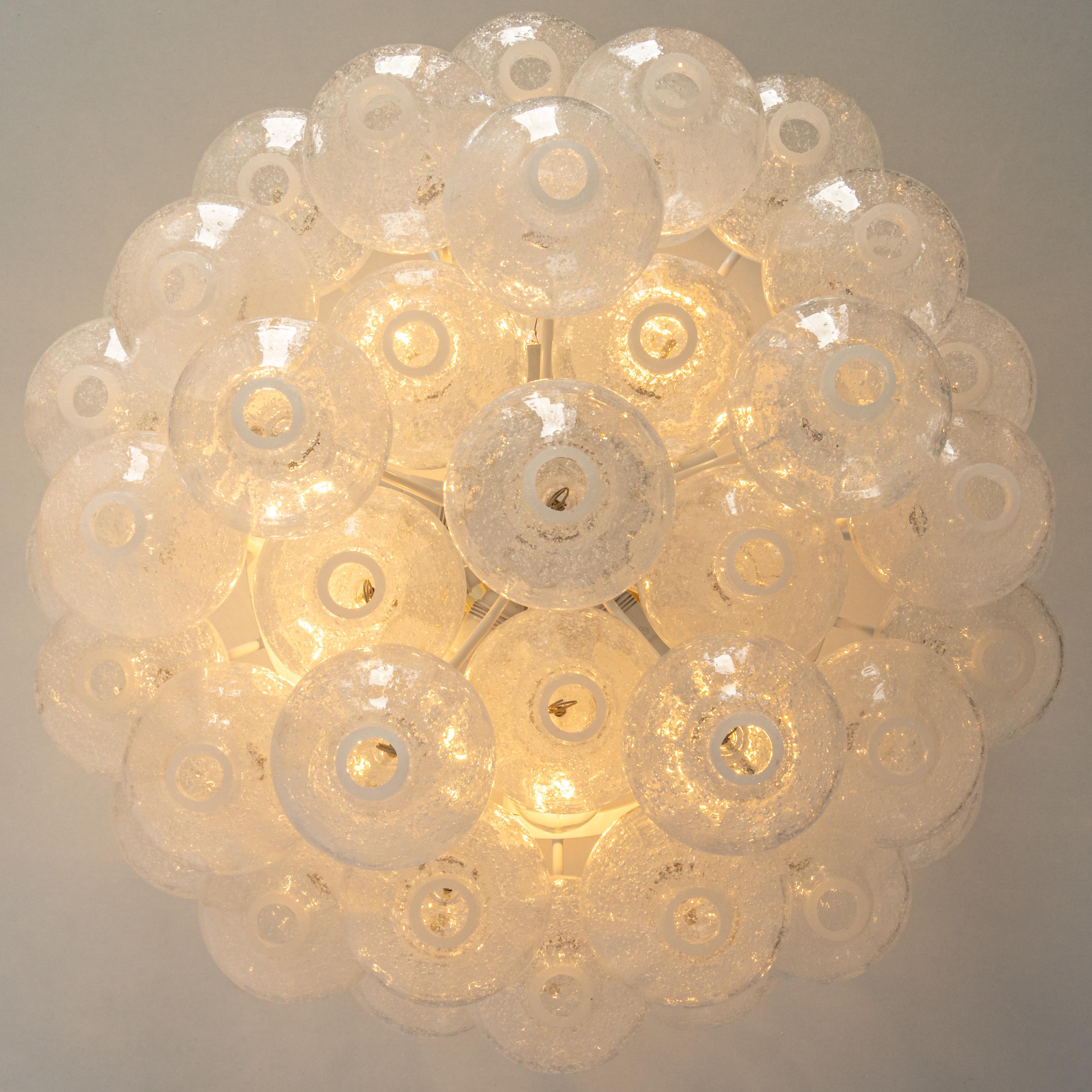 1 of 3 Large Tulipan Glass Flush Mount or Chandelier by Kalmar, Austria, 1960s For Sale 2