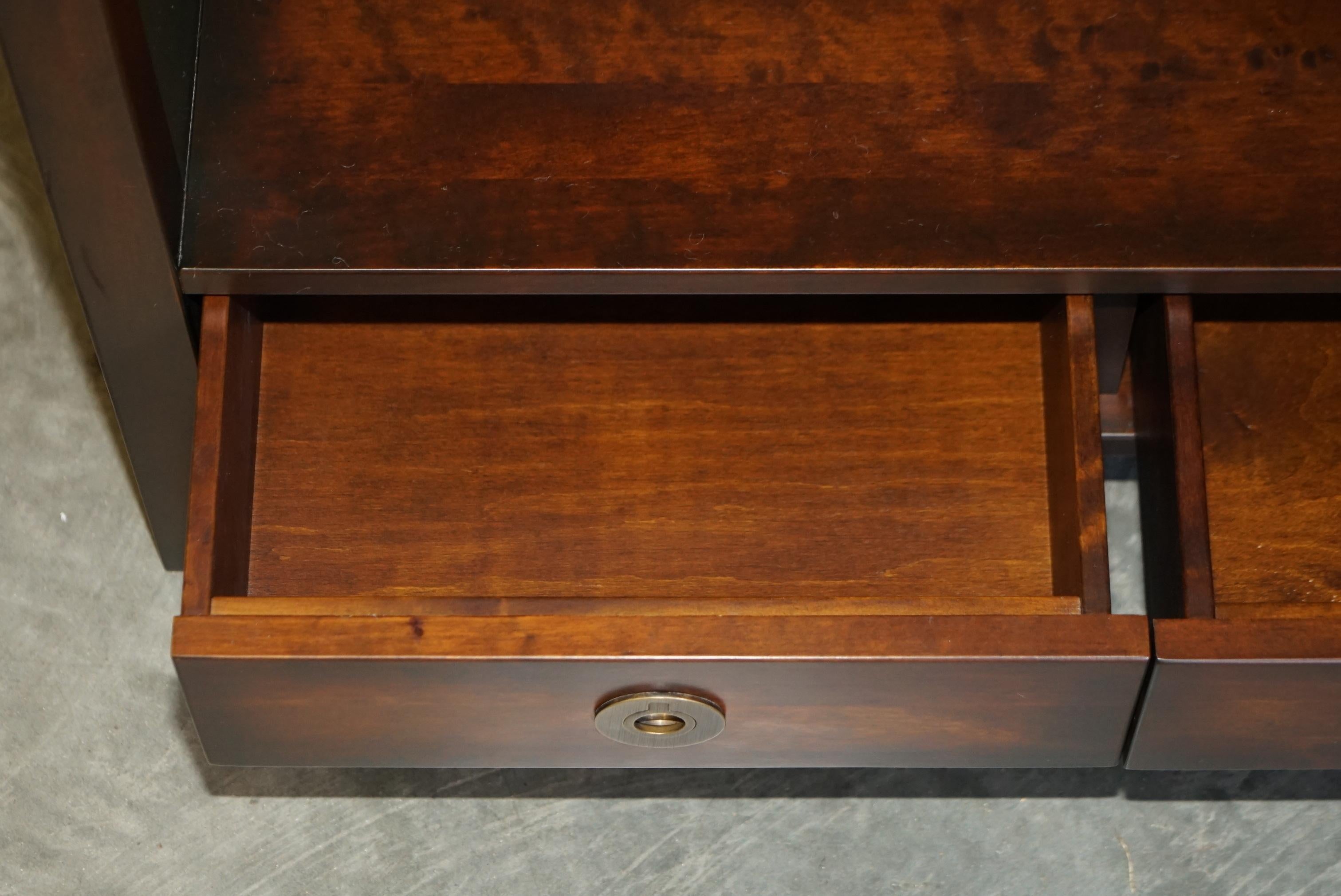 1 Of 2 Laura Ashley Hardwood and Brass Military Campaign Bookcases with Drawers For Sale 6