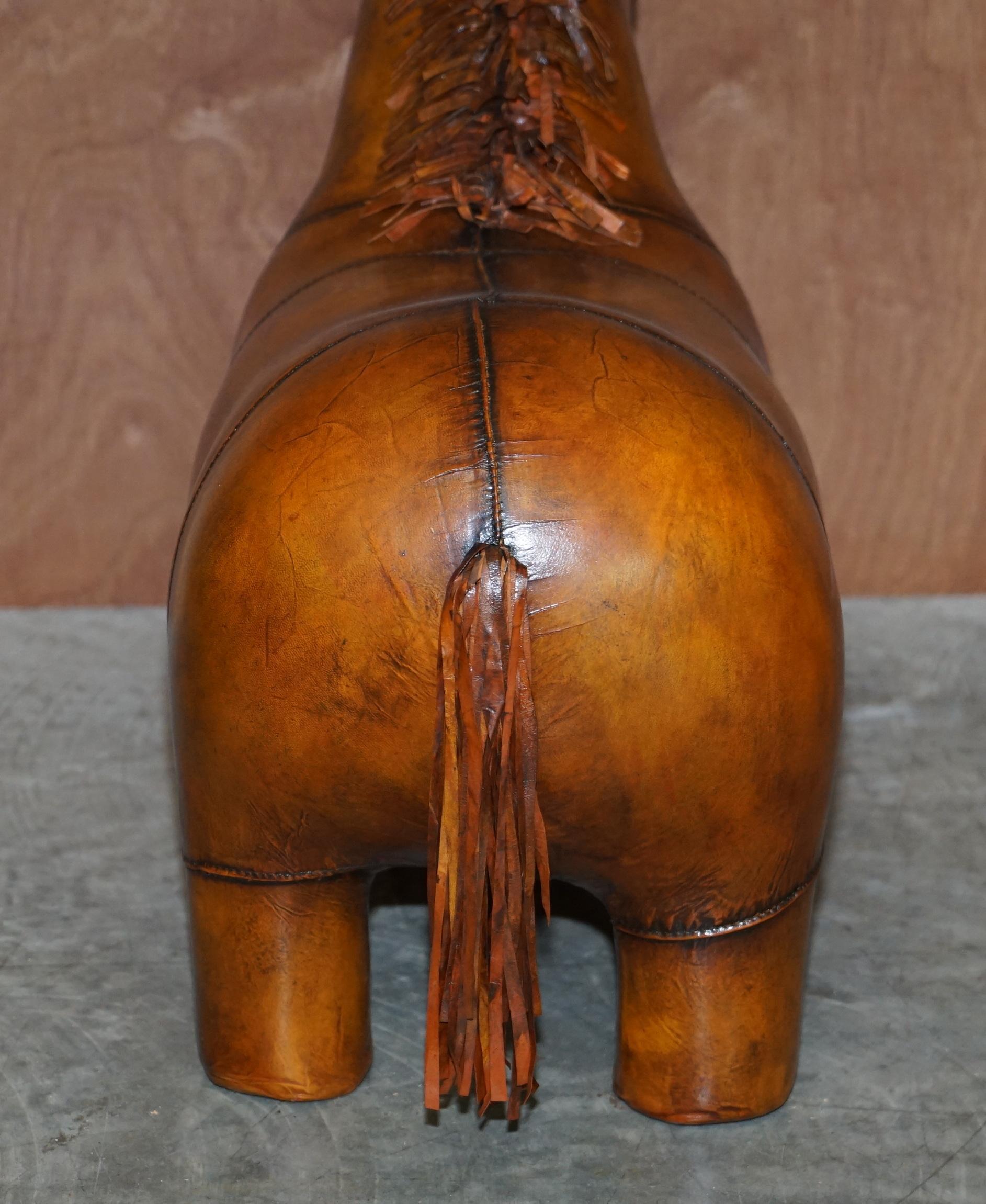 1 OF 2 LIBERTYS LONDON OMERSA STYLE BROWN LEATHER HORSE PONY FOOTSTOOLS OTTOMANs 7