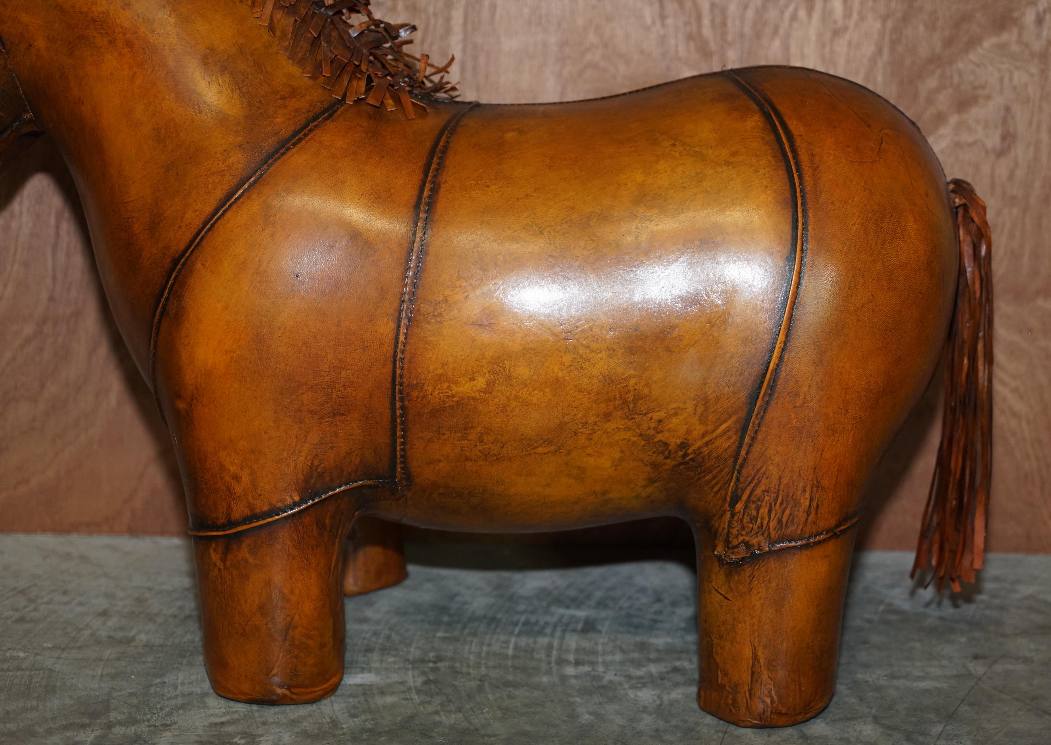 Hand-Crafted 1 OF 2 LIBERTYS LONDON OMERSA STYLE BROWN LEATHER HORSE PONY FOOTSTOOLS OTTOMANs