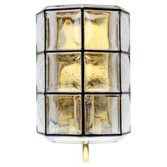 1 of 2 Limburg Vintage Mid-Century Iron Brass & Bubble Glass Wall Lights Sconces